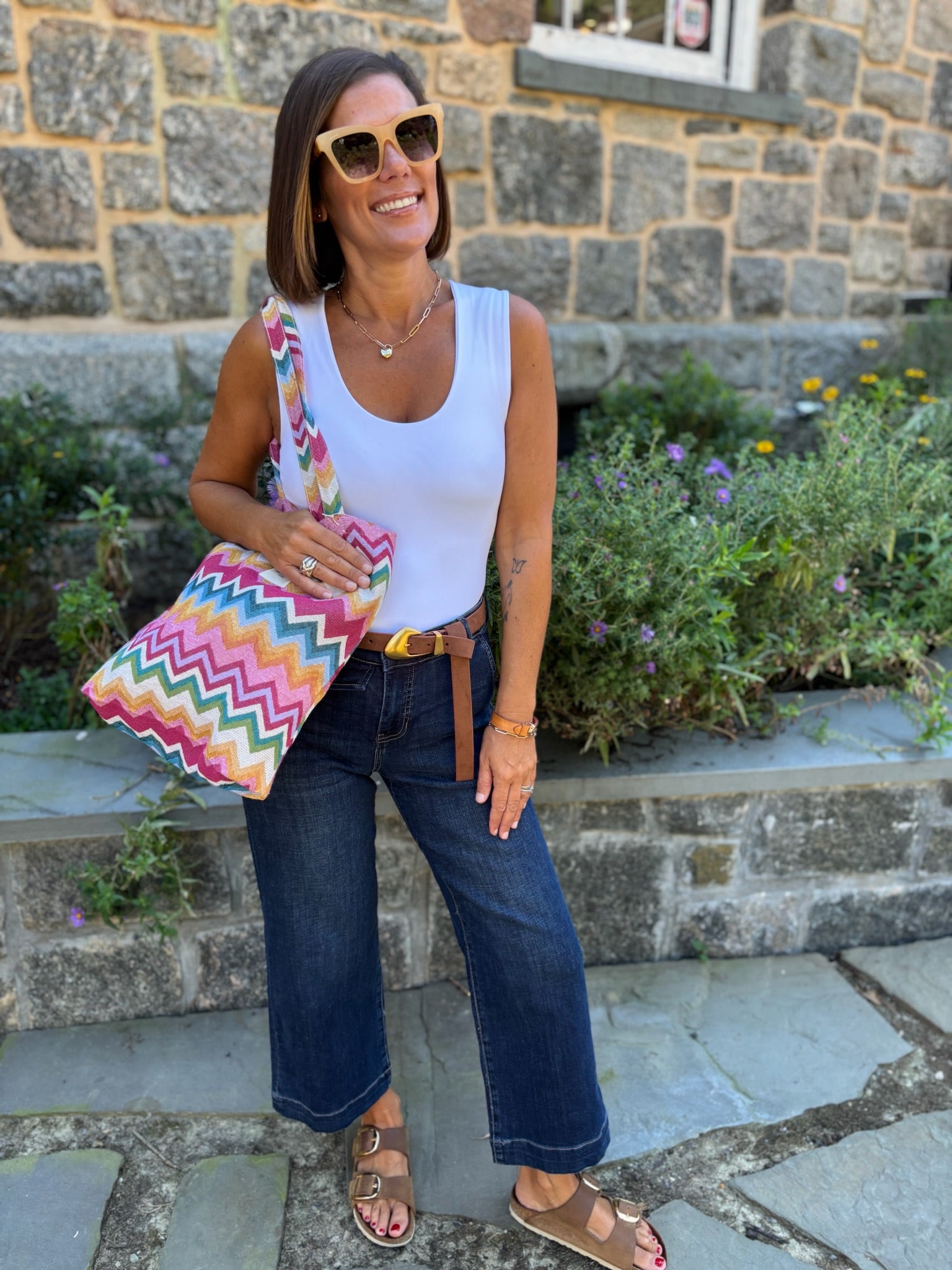 [Liverpool] Stride Wide Leg Jean with Trouser Details, 27” Inseam