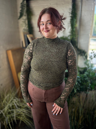Lacey Flocked Lace Top