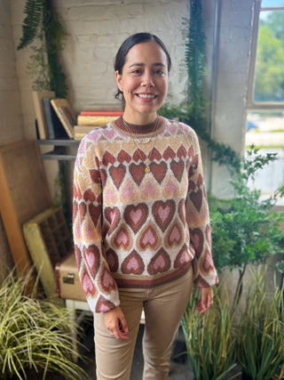 Hetty Heart Print Jacquard Sweater