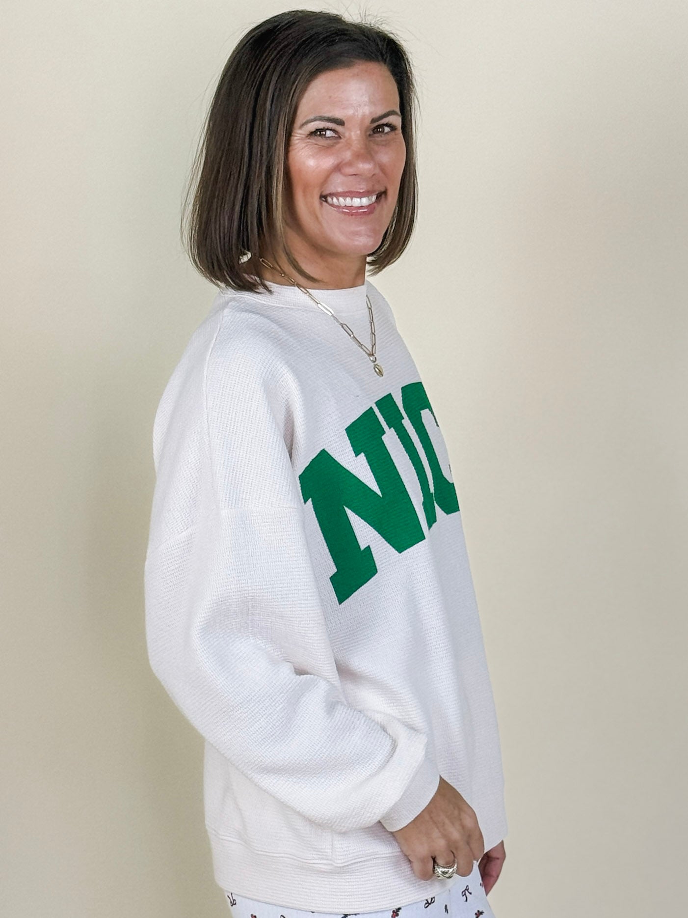 "NICE" Cloudy Knit Long Sleeve Tee