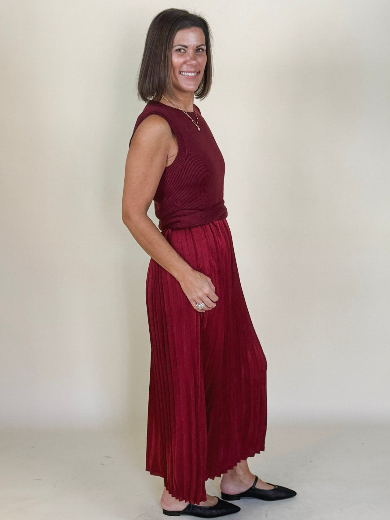 Minnie Sleeveless Mixed Media Dress