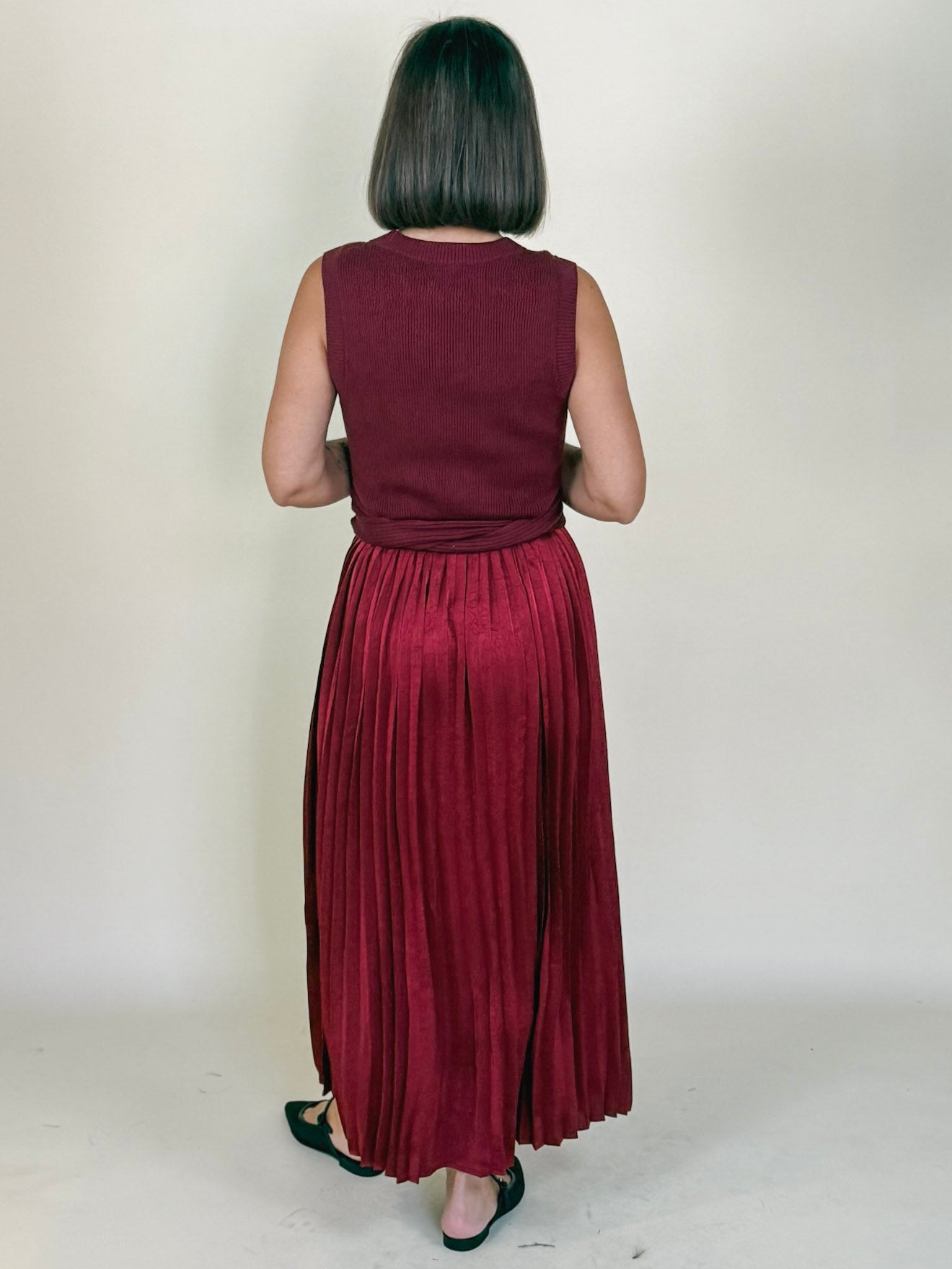 Minnie Sleeveless Mixed Media Dress