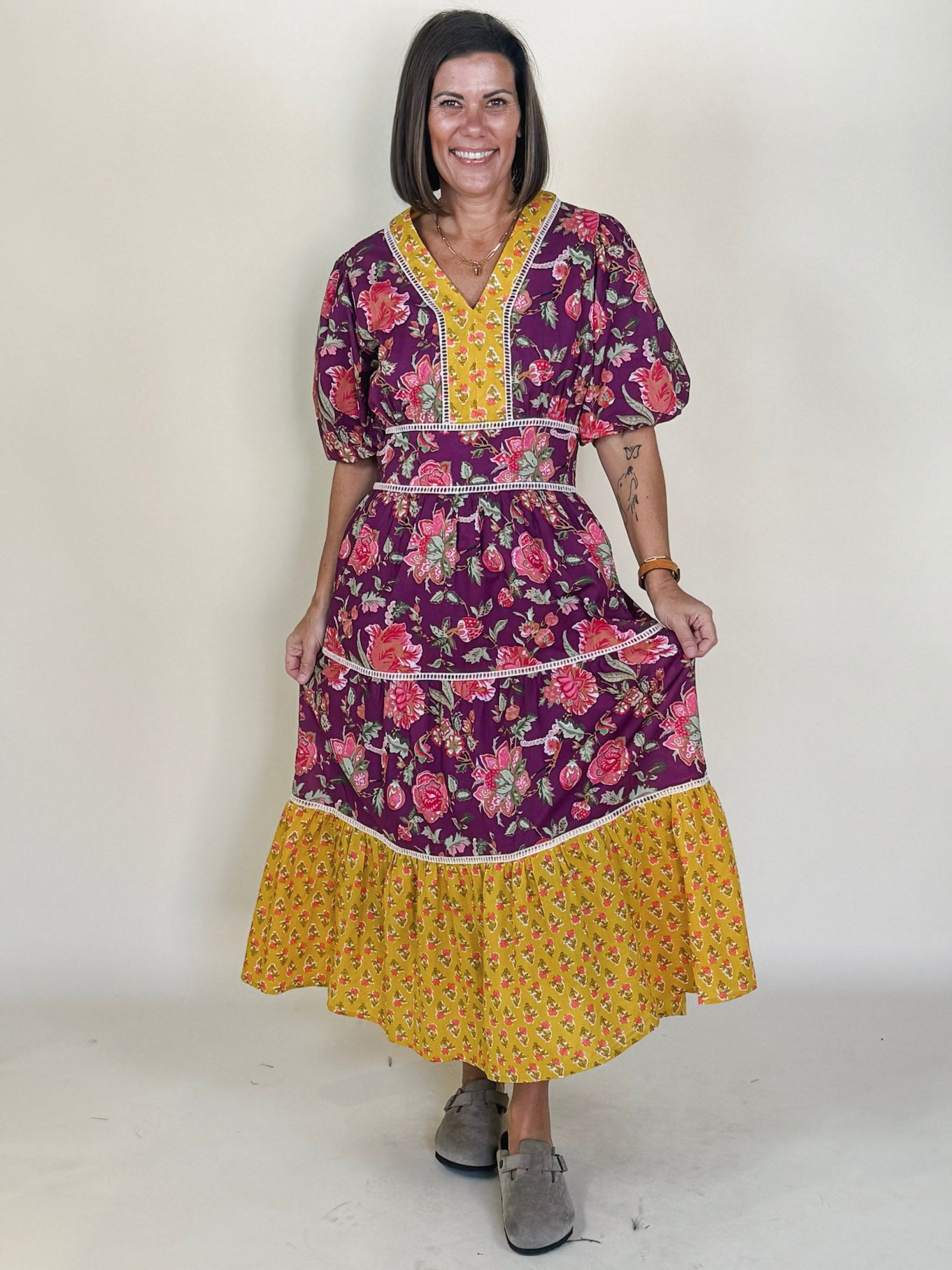 Tinsley Puff Sleeve Floral Tiered Dress