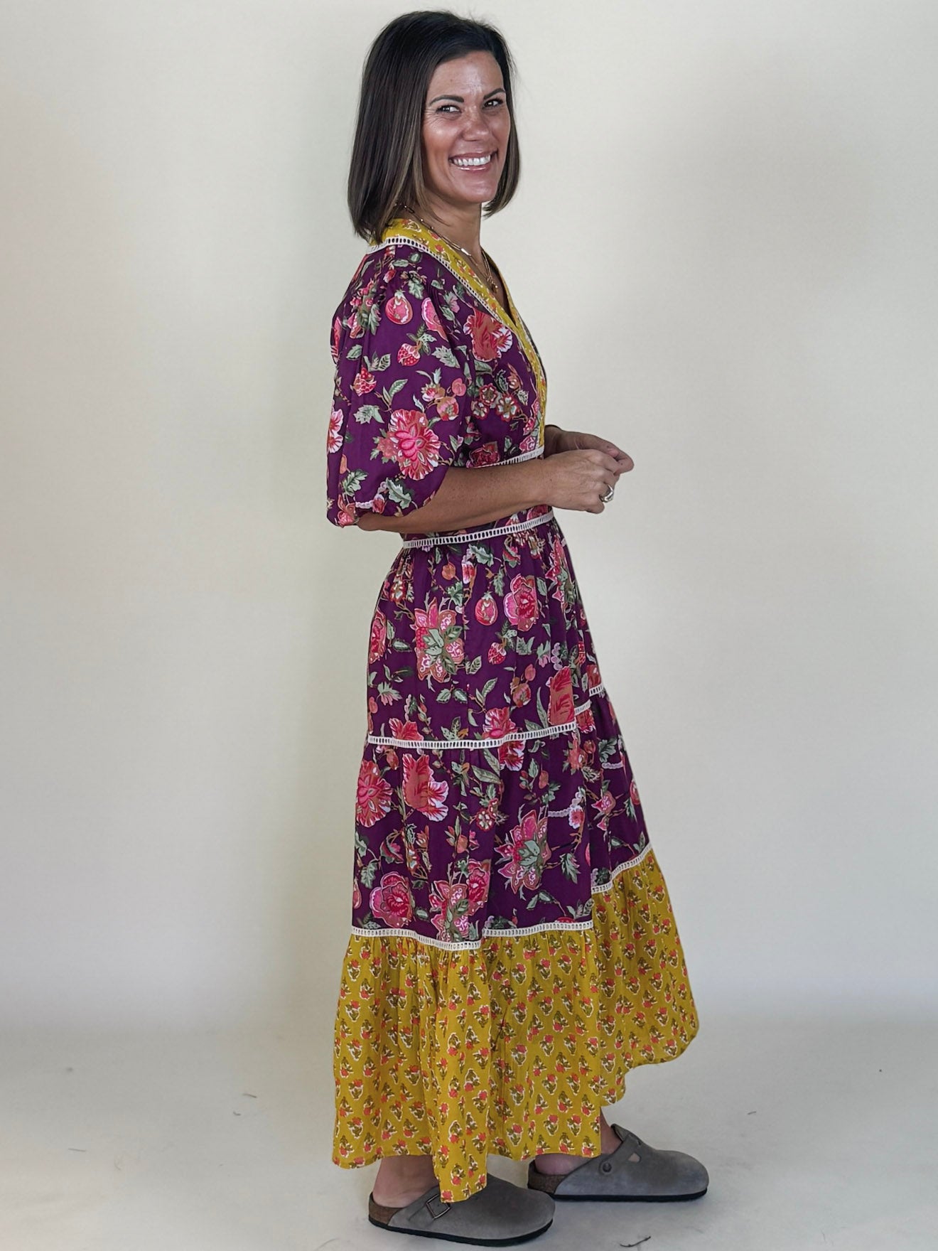 Tinsley Puff Sleeve Floral Tiered Dress