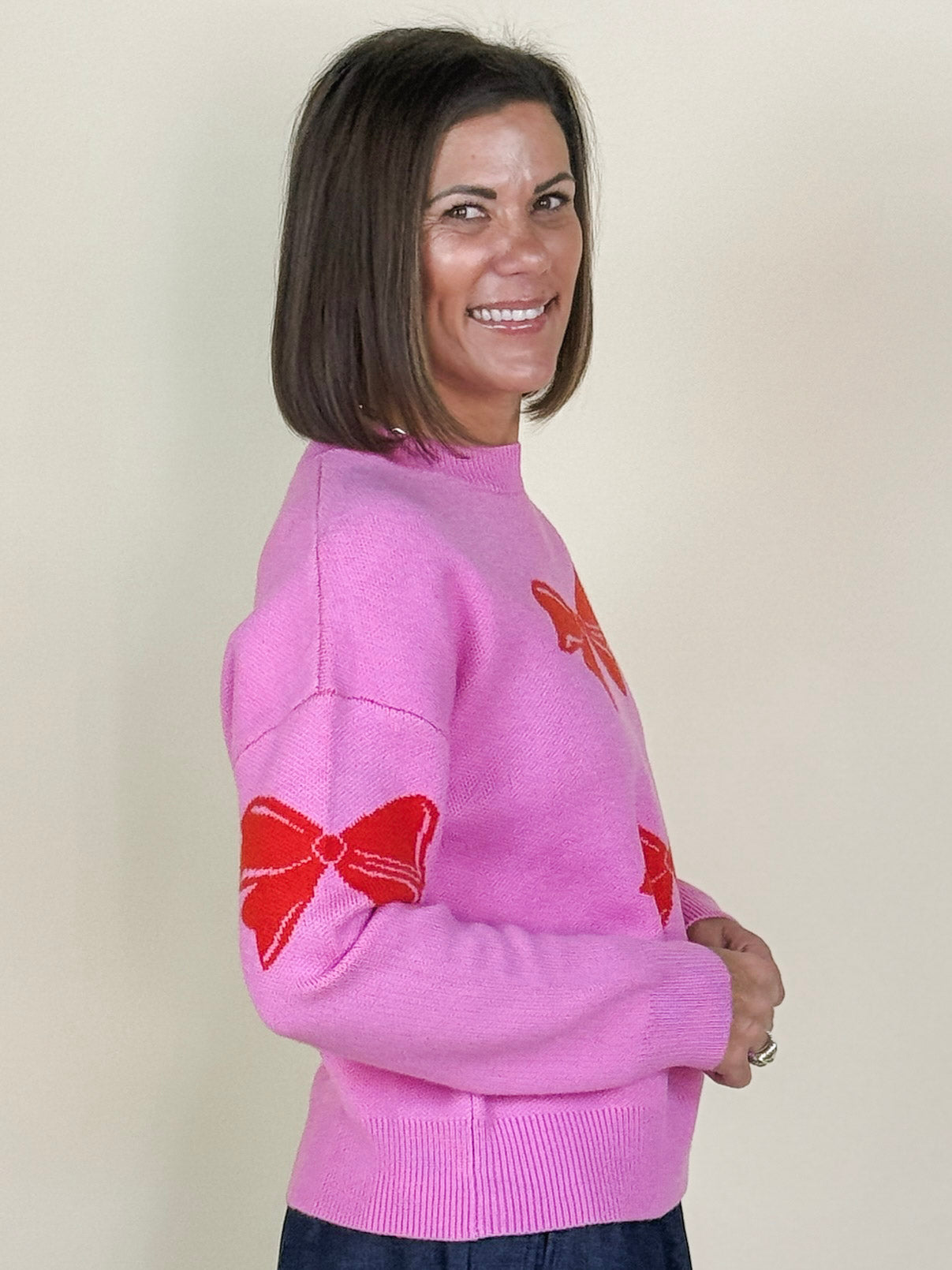 Nell Bow Detail Crew Neck Sweater