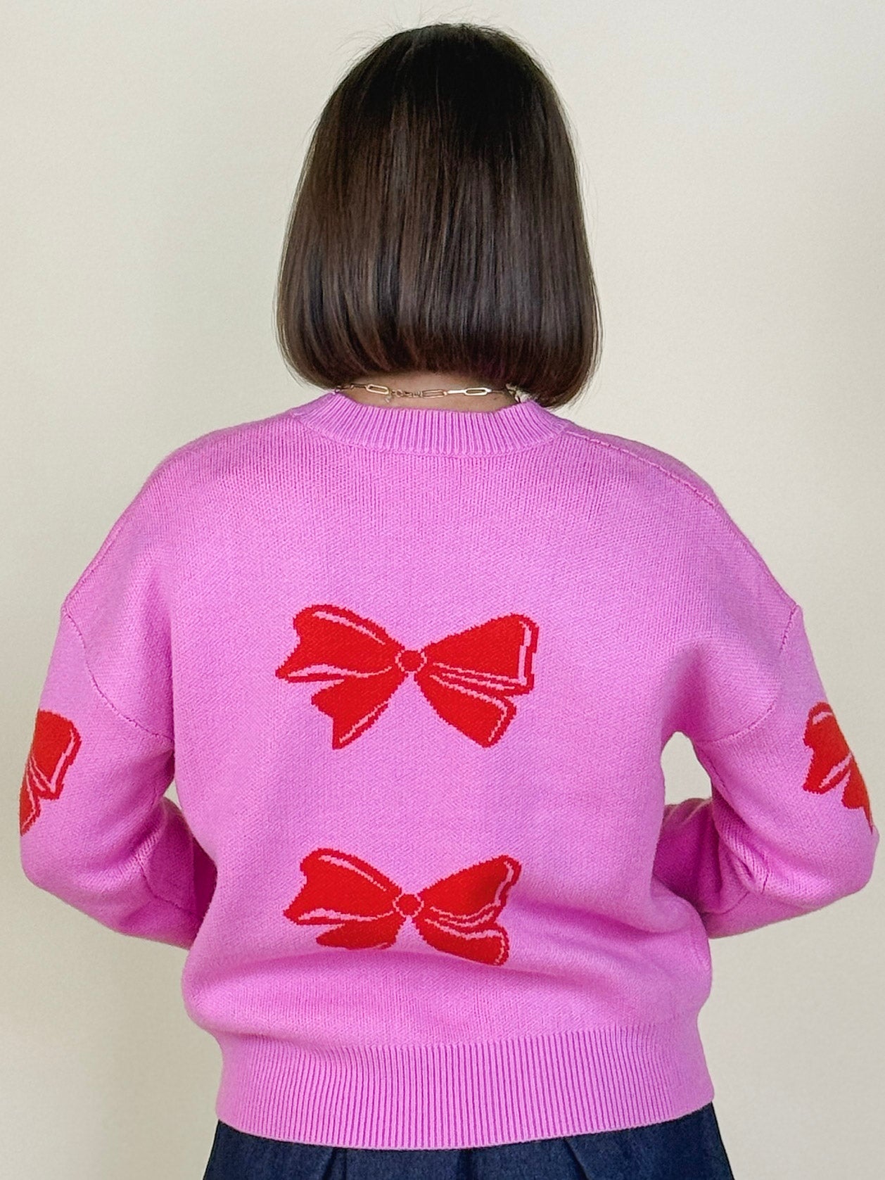 Nell Bow Detail Crew Neck Sweater