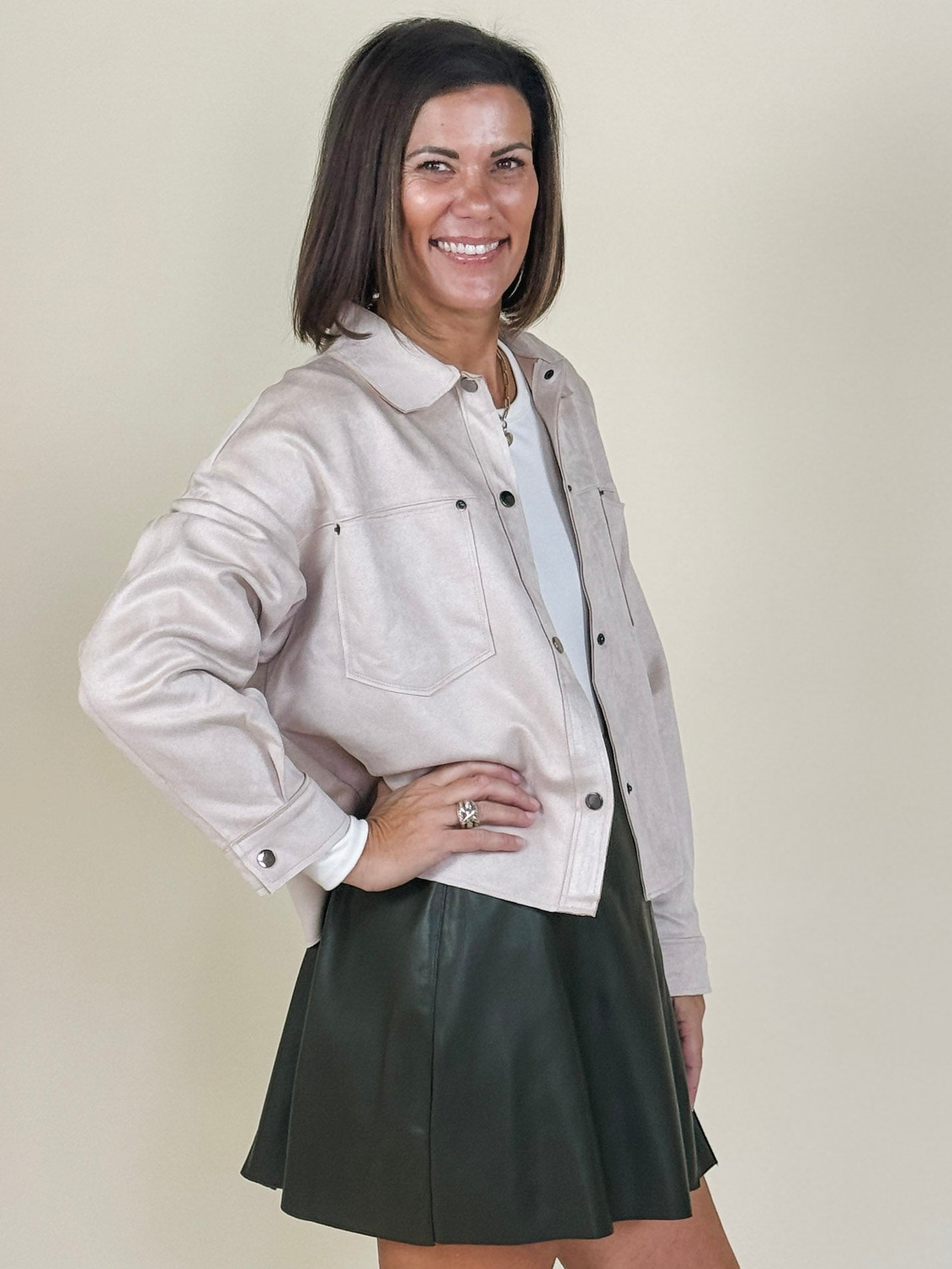 Suzanne Button Up Suede Jacket