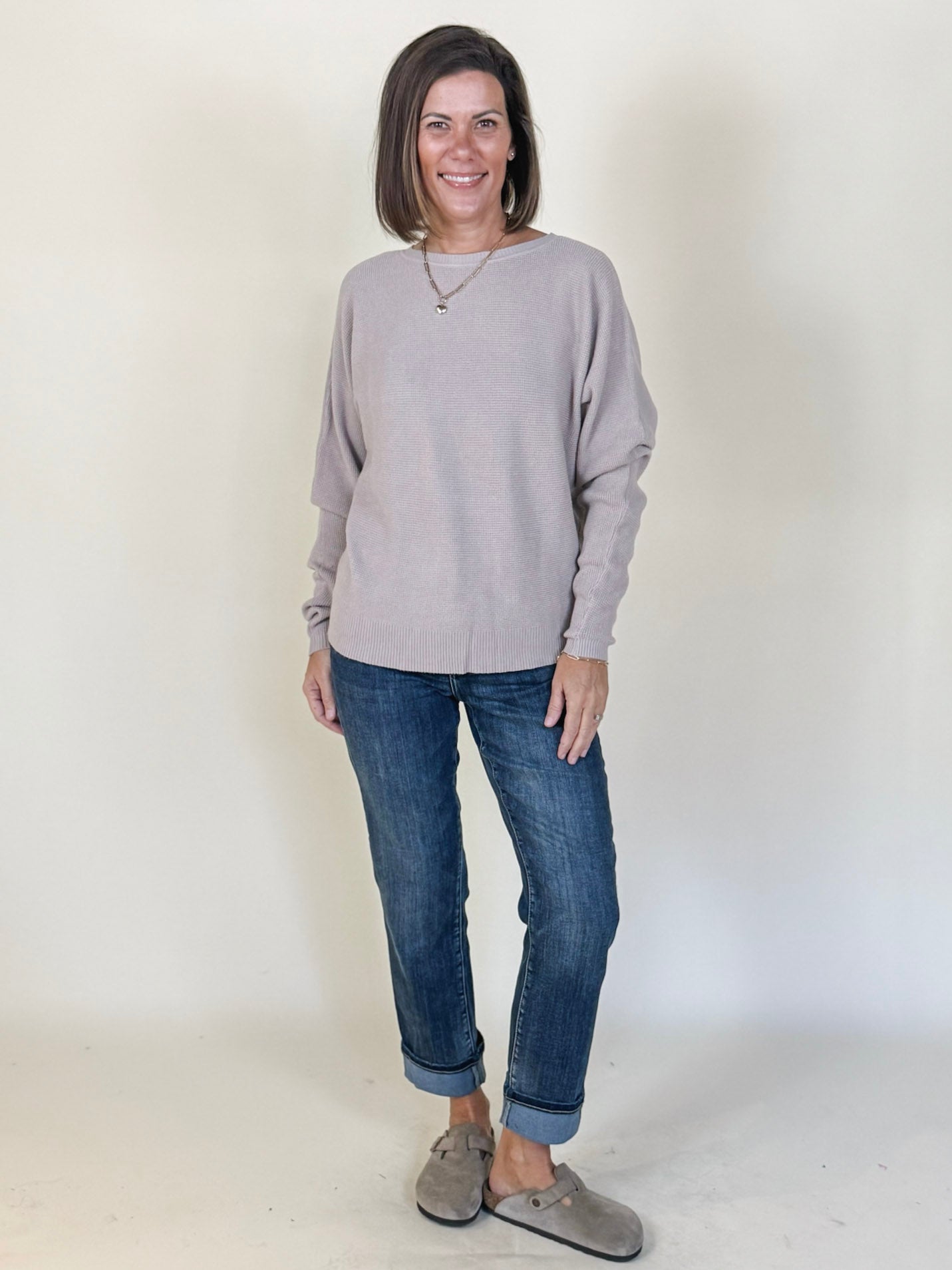 Mia Mini Waffle Knit Dolman Sweater