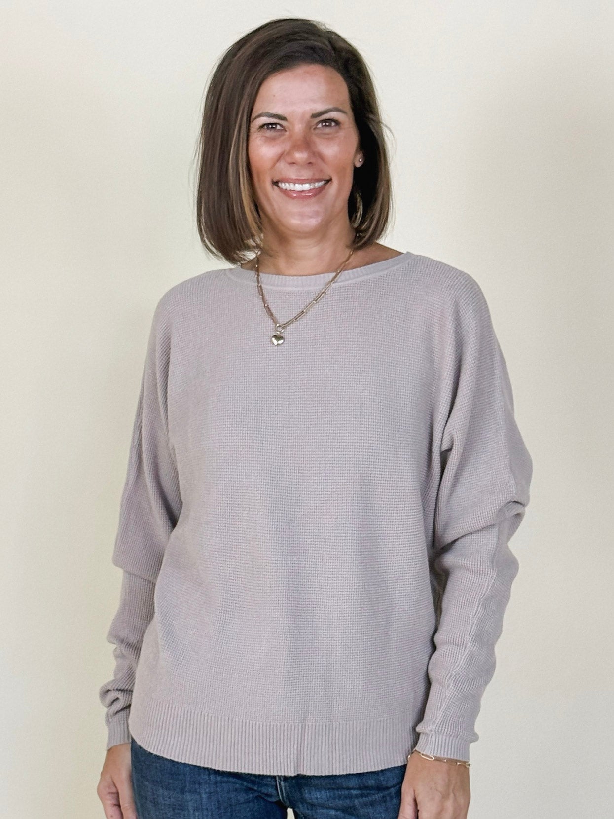 Mia Mini Waffle Knit Dolman Sweater