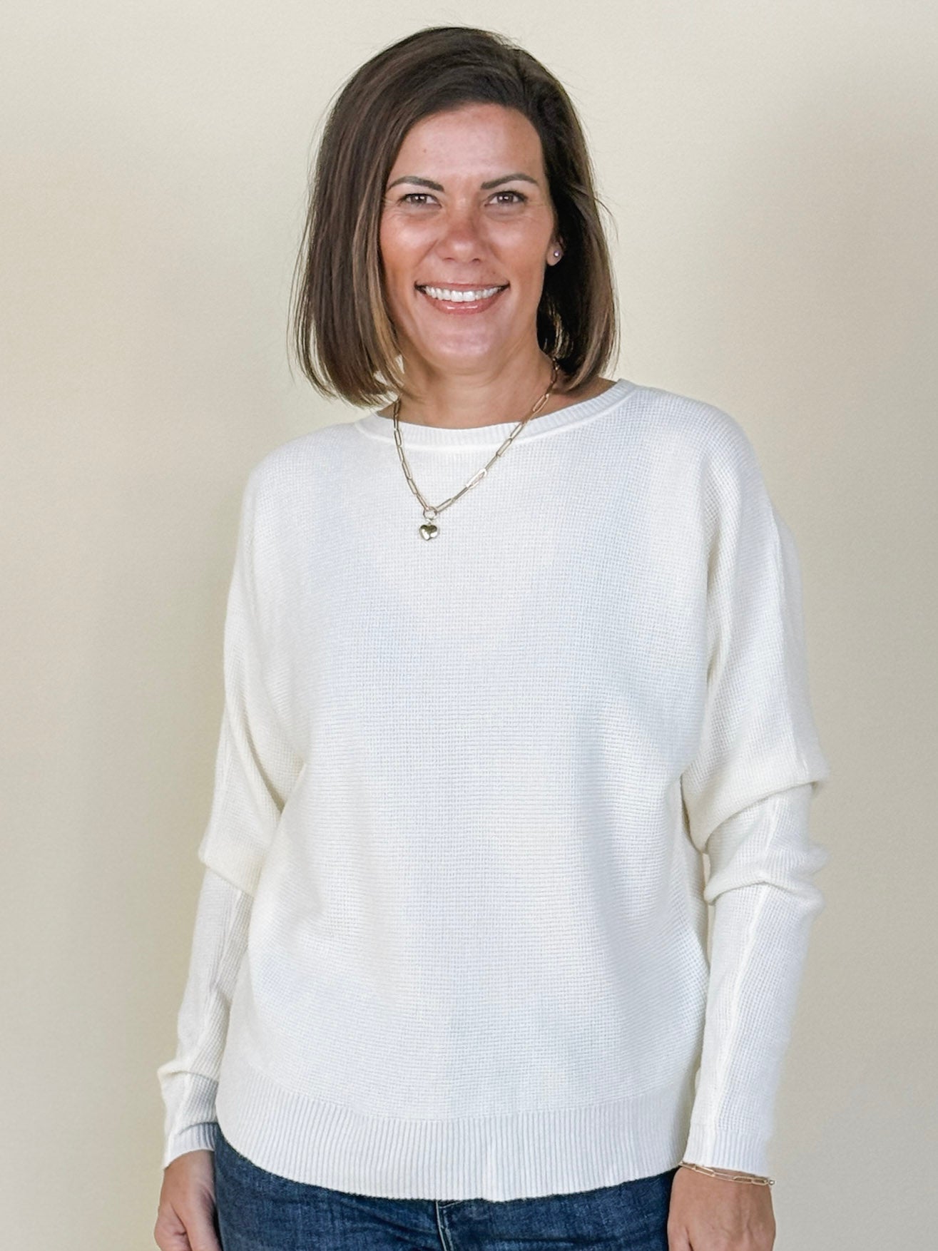 Mia Mini Waffle Knit Dolman Sweater