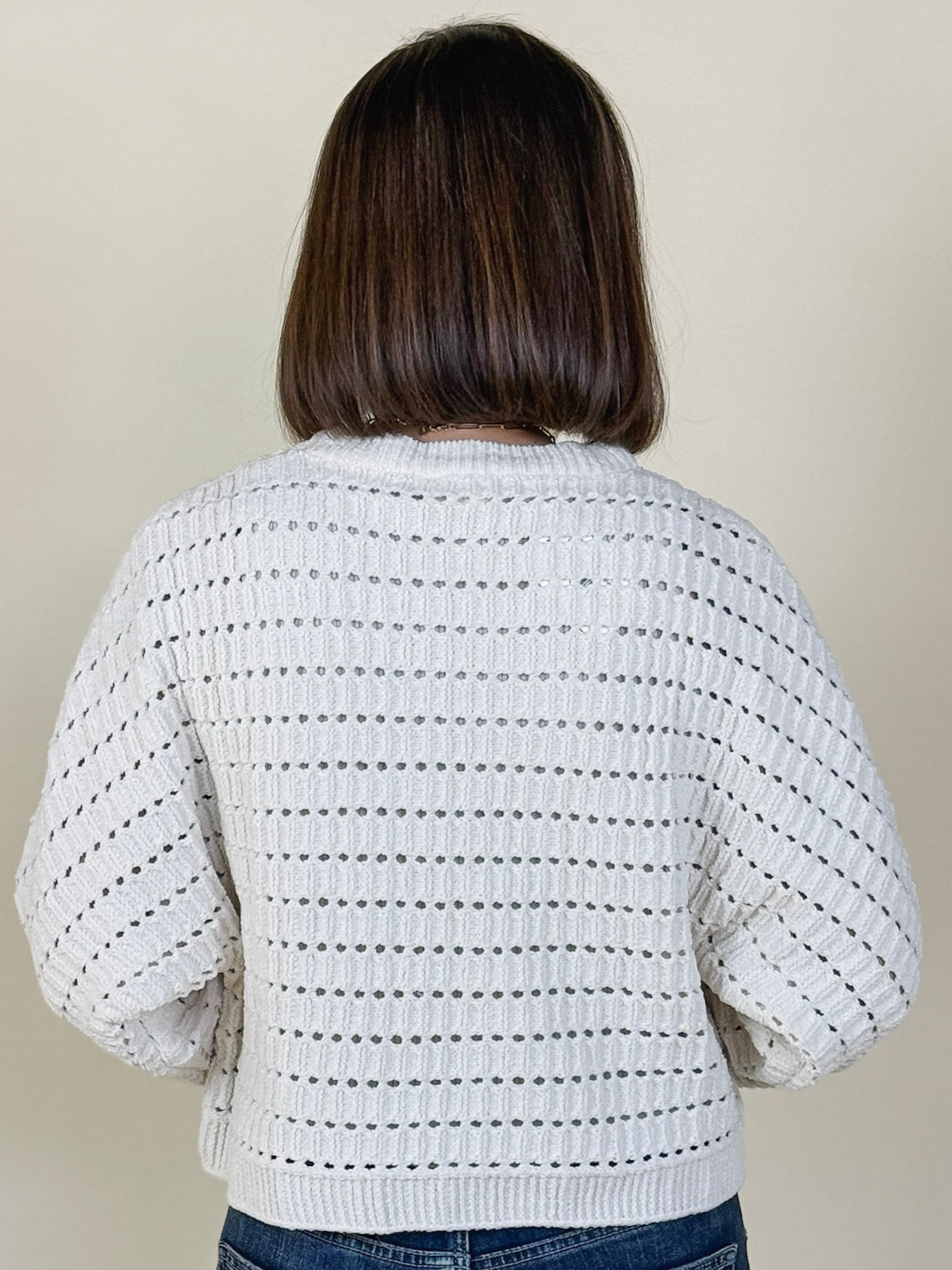 Carrie Pointelle Crop Oversized Sweater