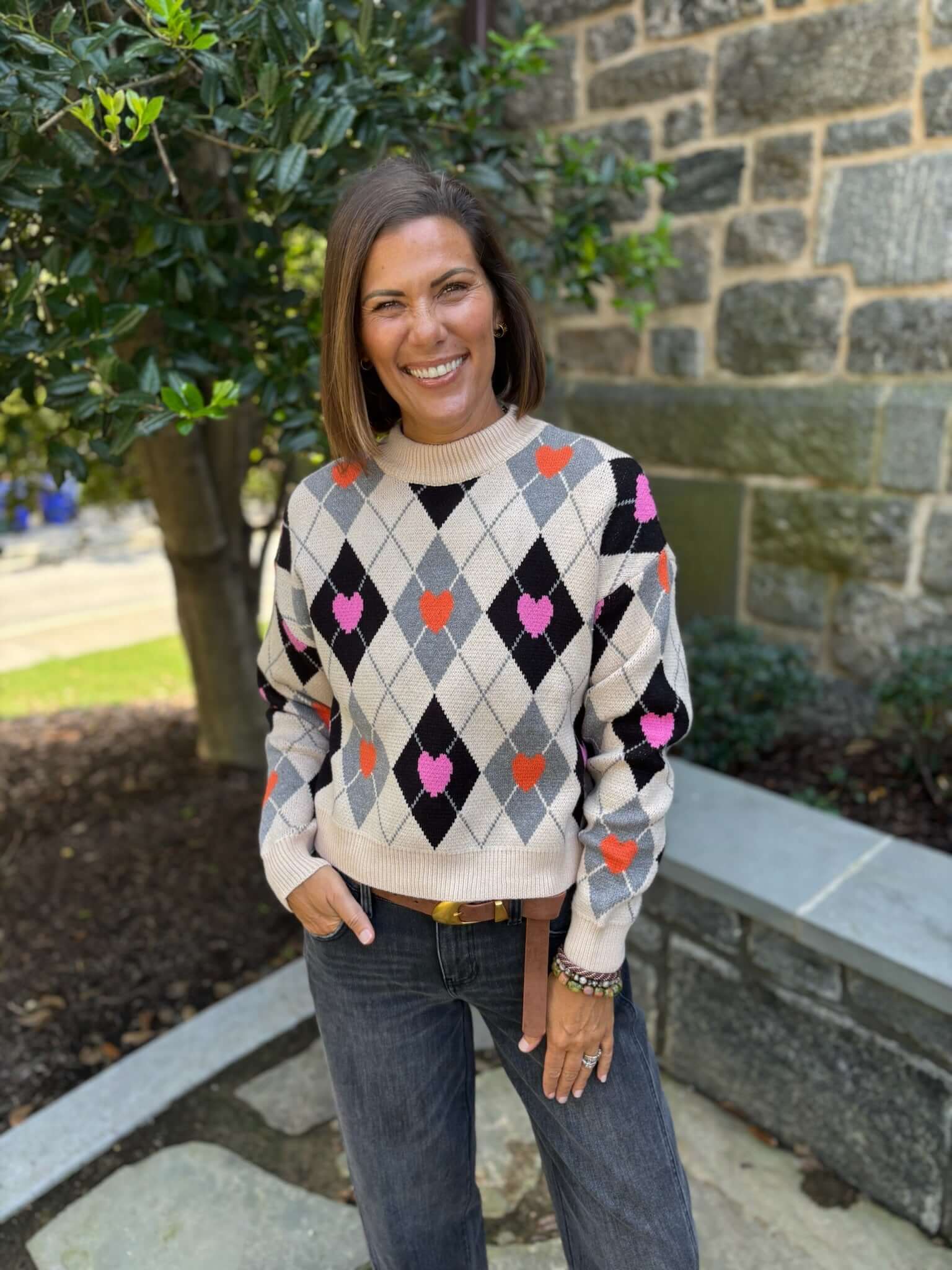 Arabella Argyle Knit Sweater