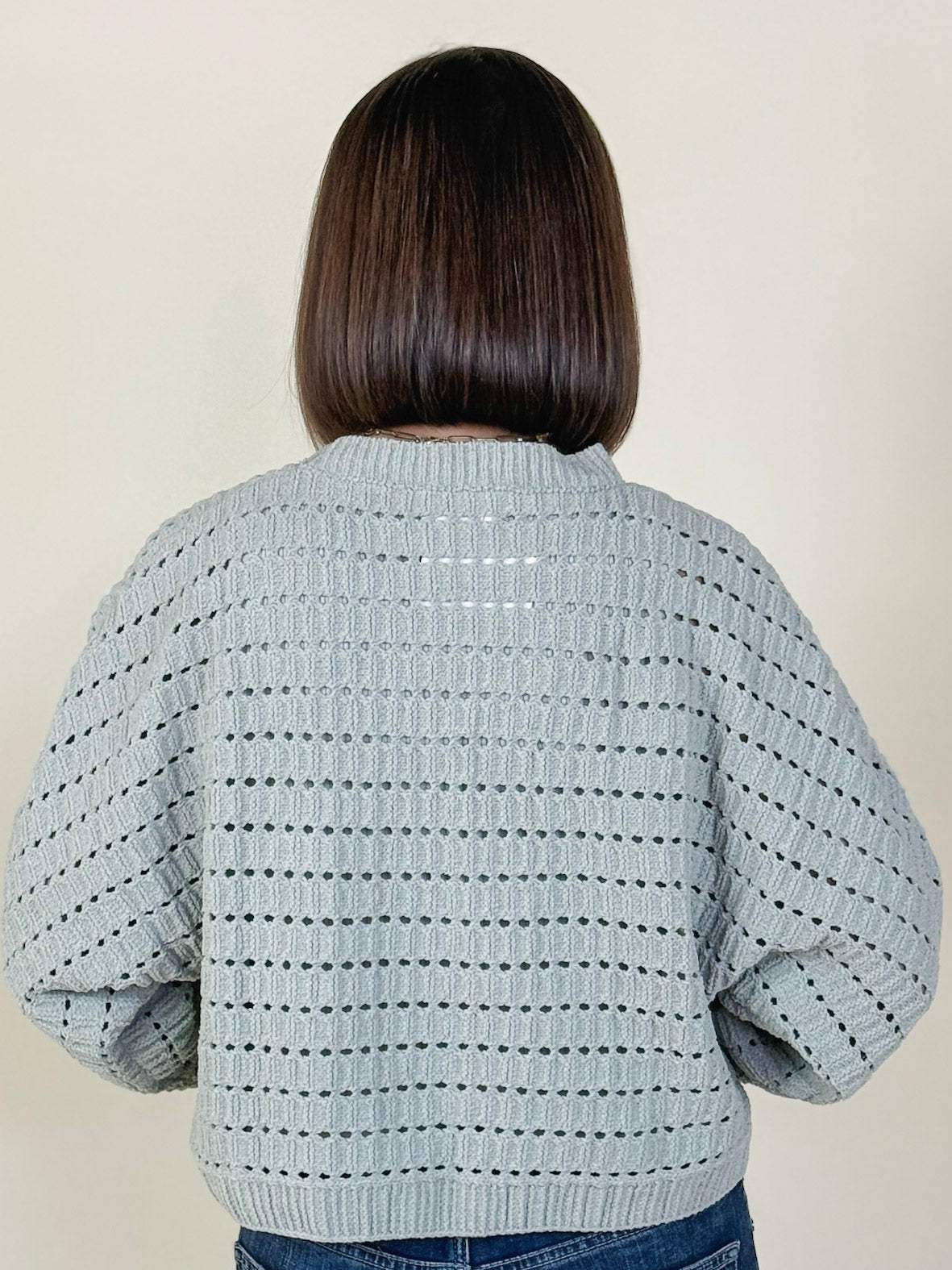 Carrie Pointelle Crop Oversized Sweater