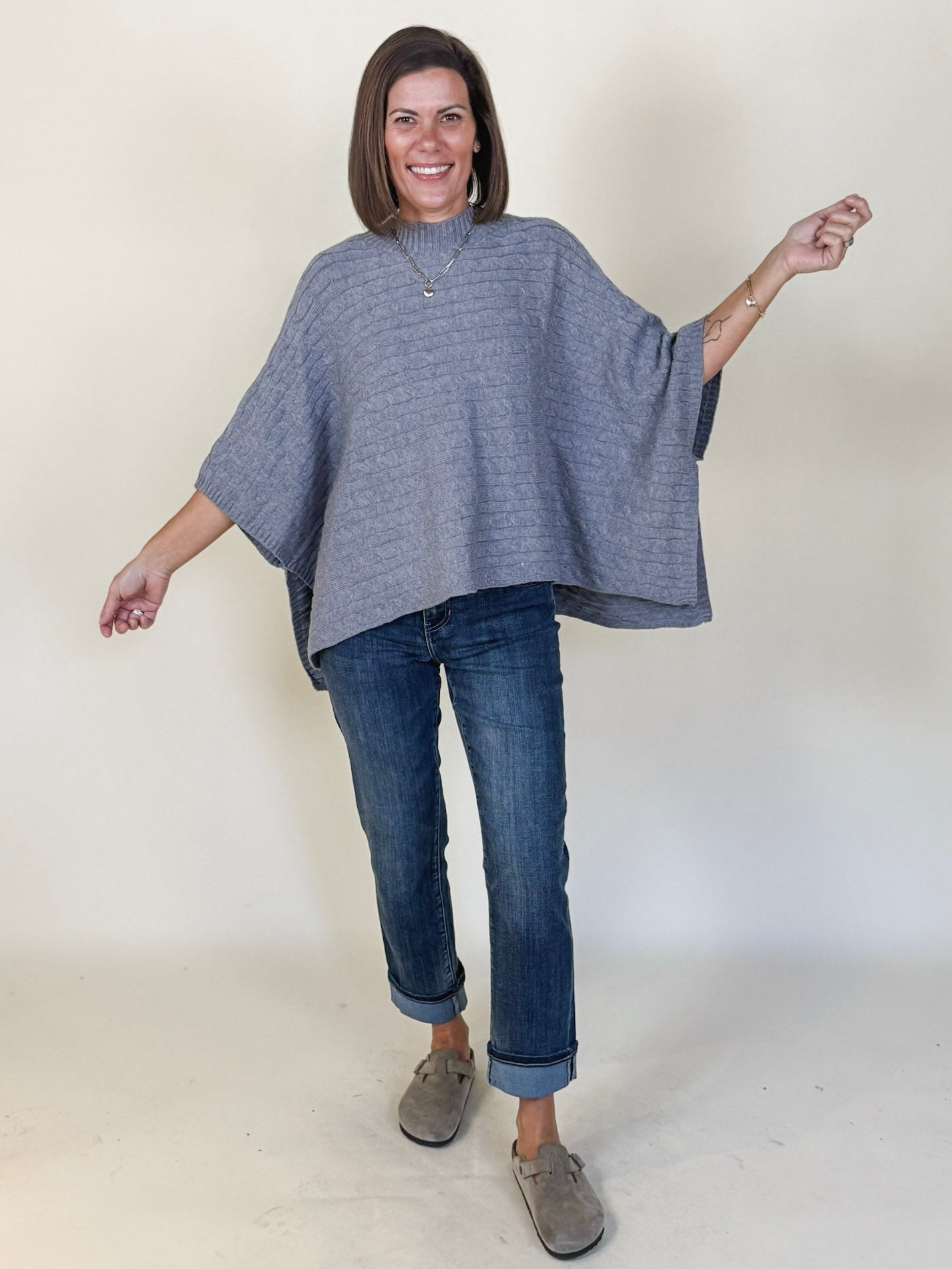 Quinn Cable Knit Poncho Sweater