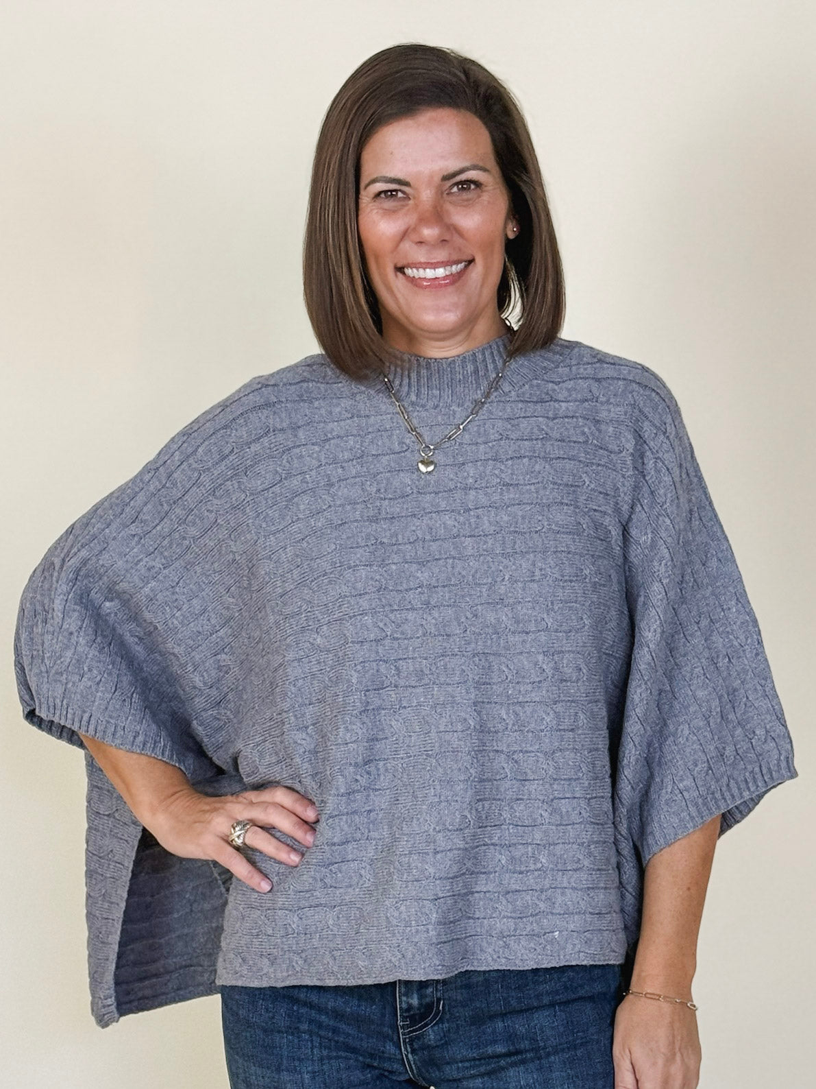 Quinn Cable Knit Poncho Sweater