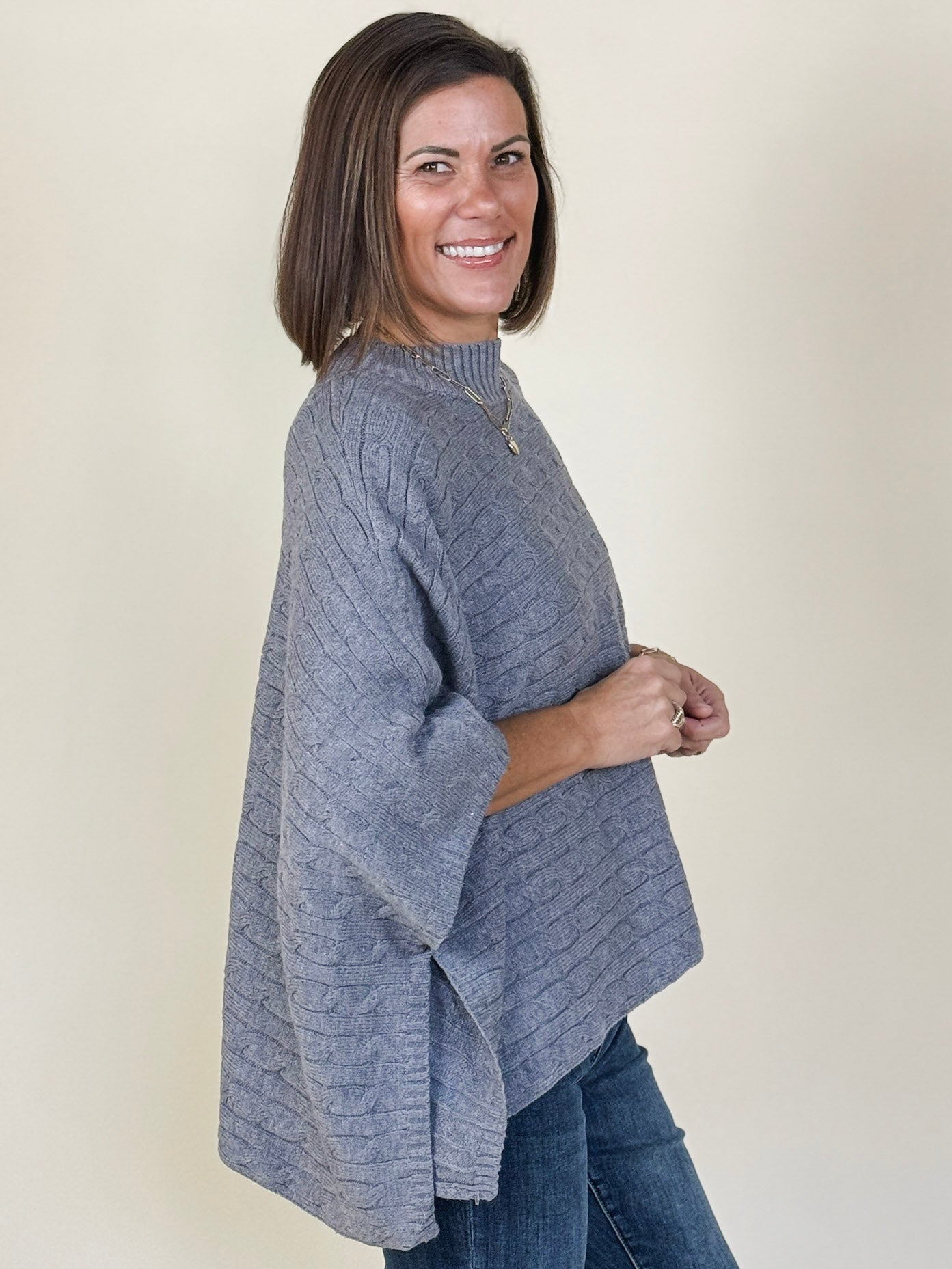 Quinn Cable Knit Poncho Sweater