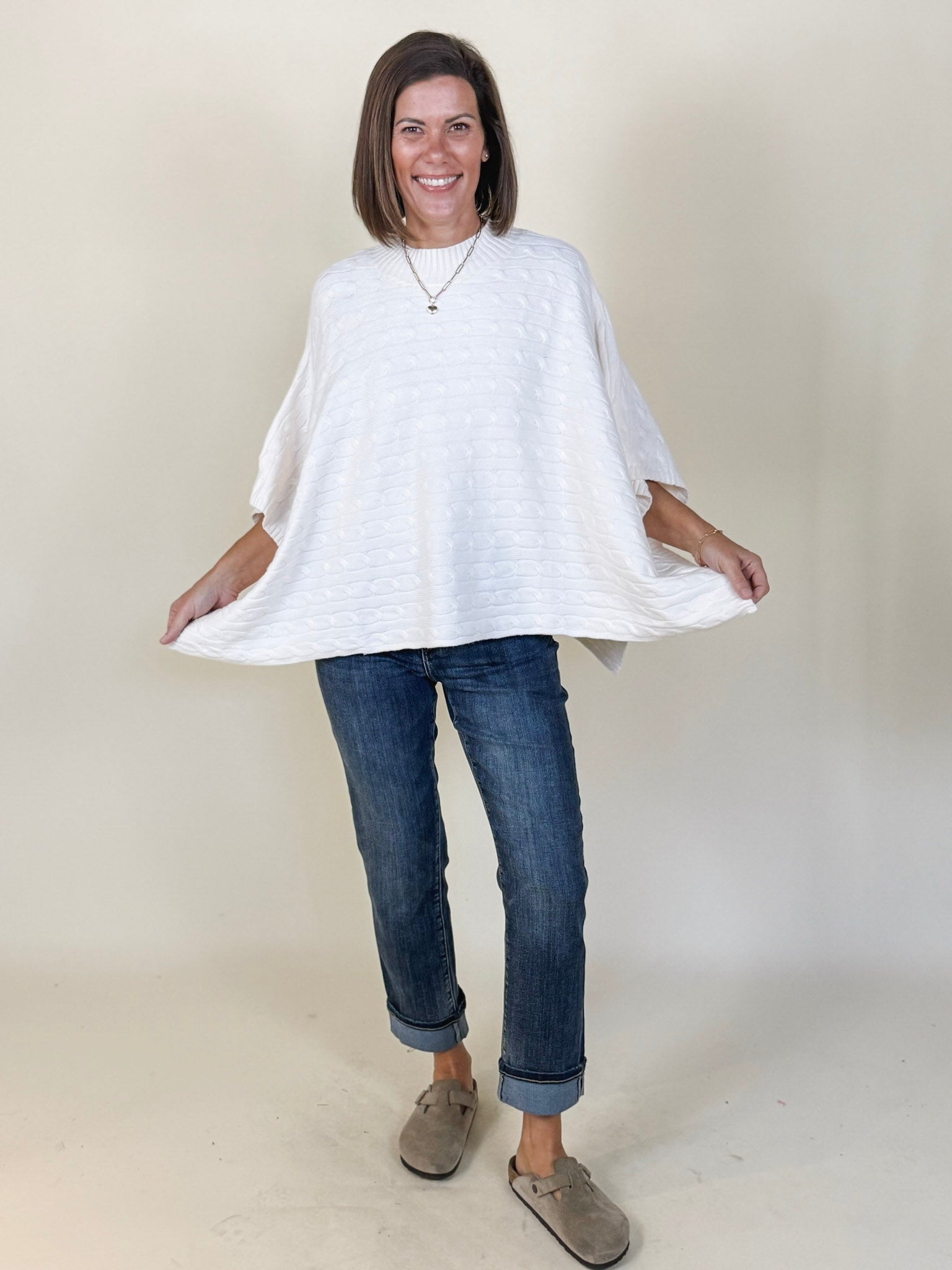 Quinn Cable Knit Poncho Sweater