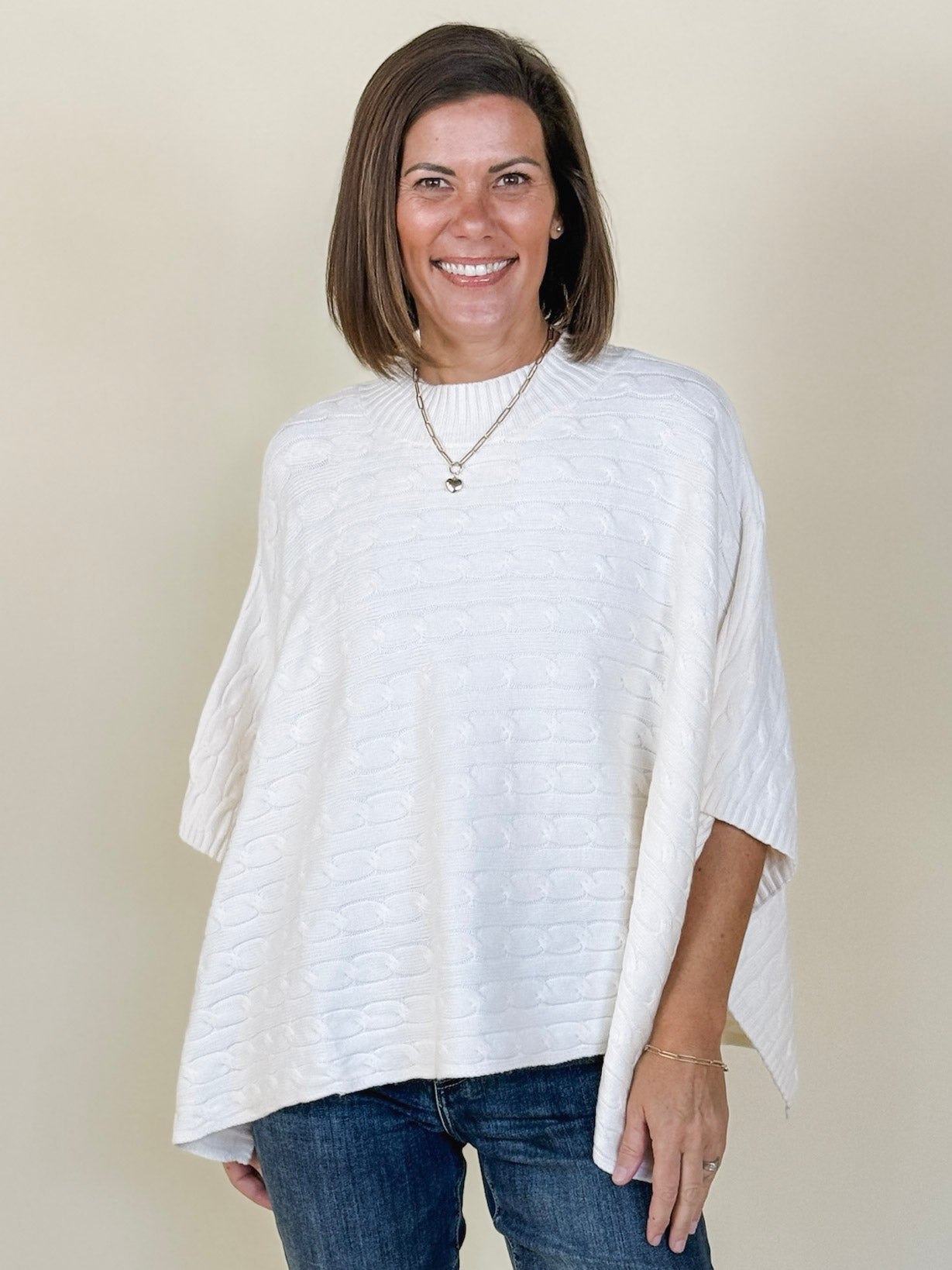 Quinn Cable Knit Poncho Sweater
