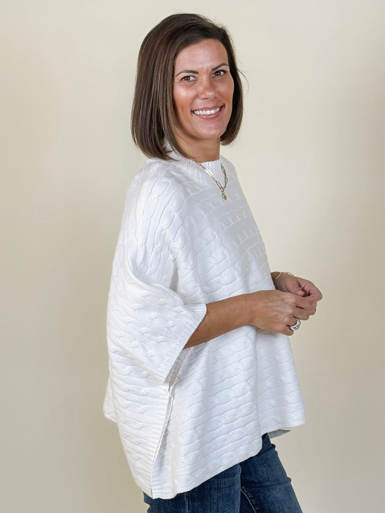 Quinn Cable Knit Poncho Sweater