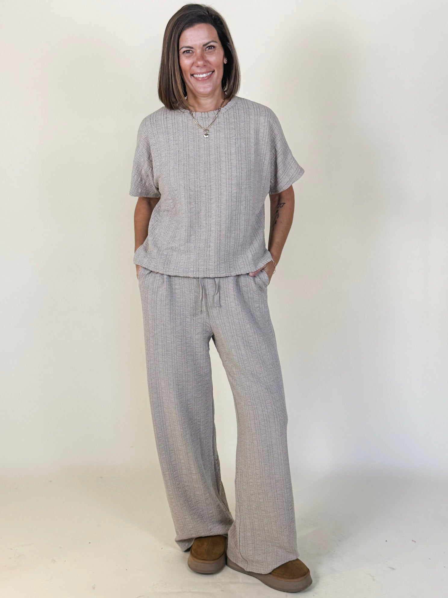 Janie Jacquard Knit Short Sleeve Top