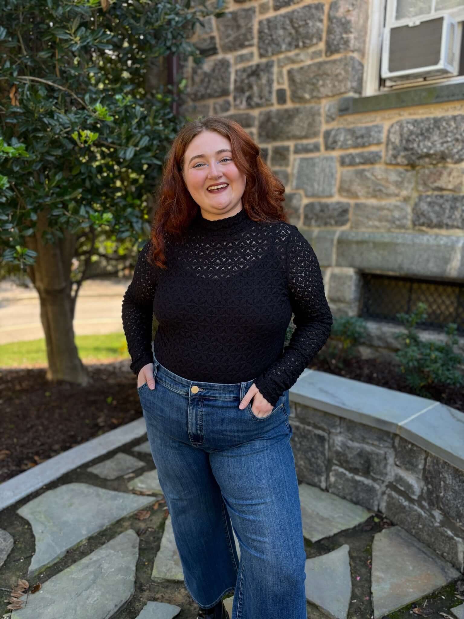 Lina Lace Mock Neck Top