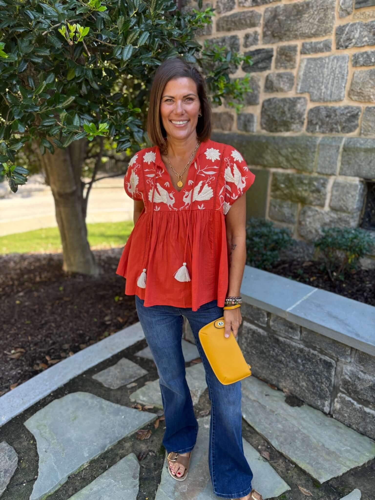 Nora Embroidered Babydoll Top