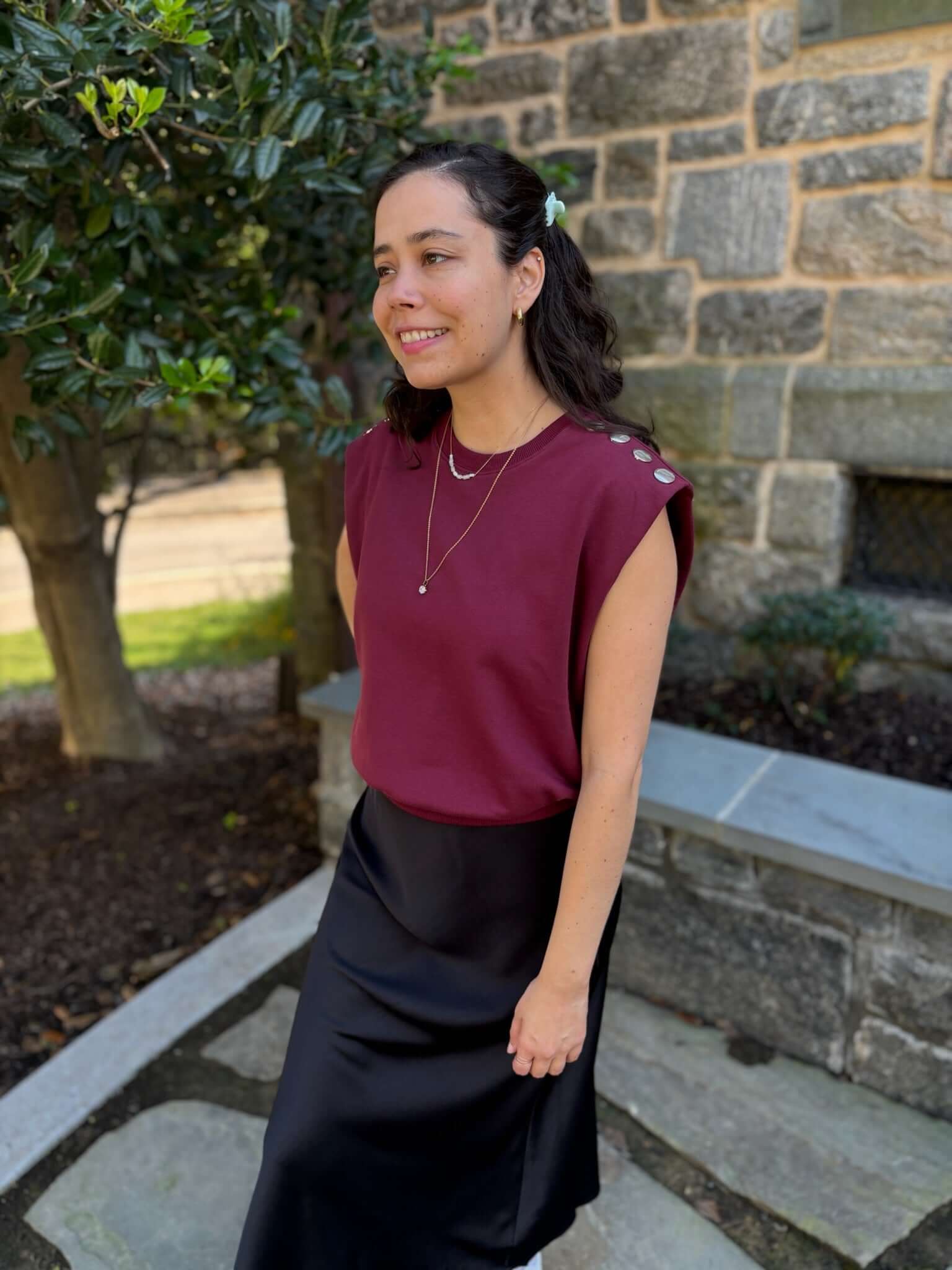 Francesca Button Detail Top