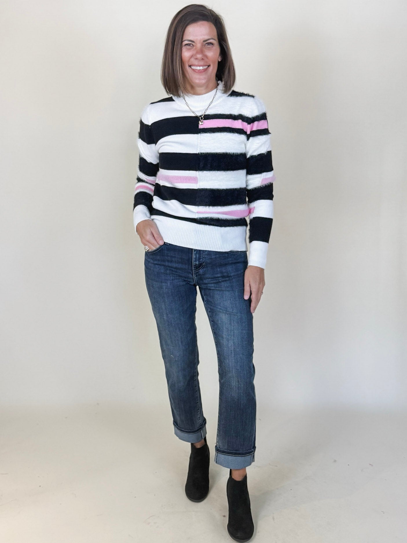 Trixie Textured Striped Knit Sweater