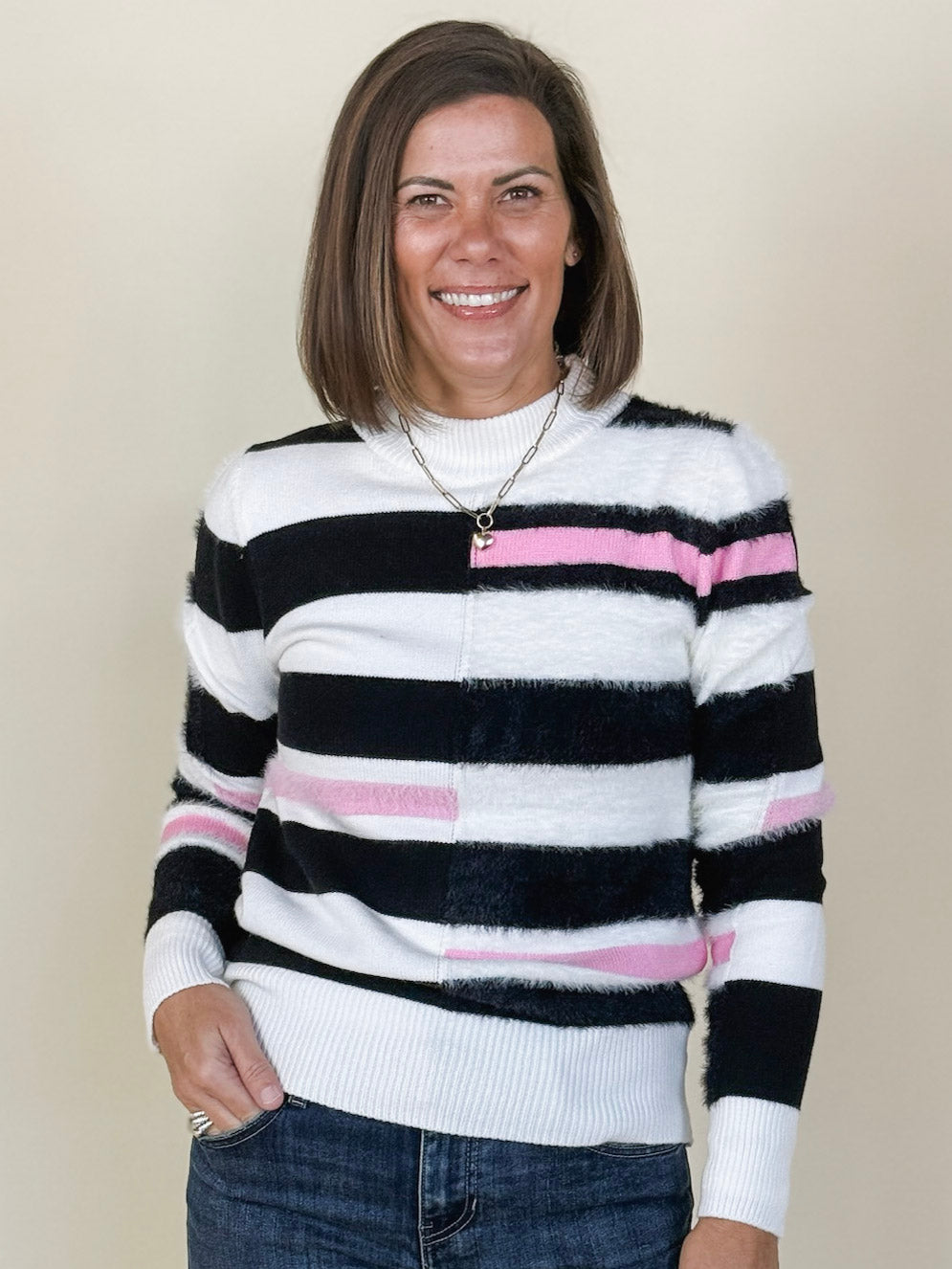 Trixie Textured Striped Knit Sweater