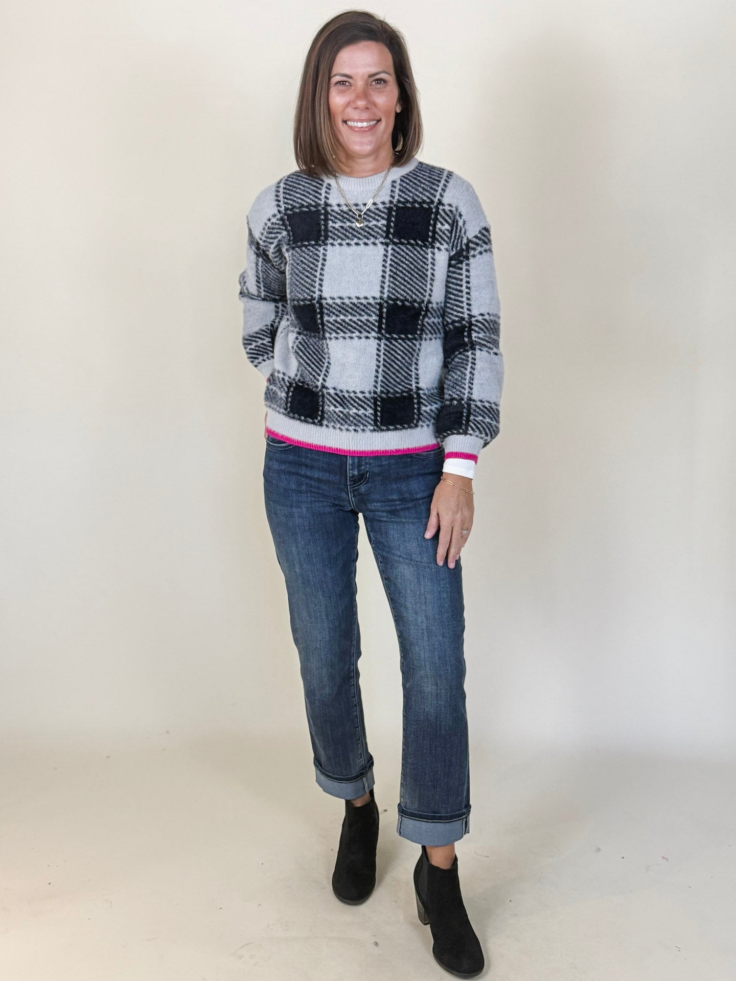 Molly Mohair Plaid Sweater