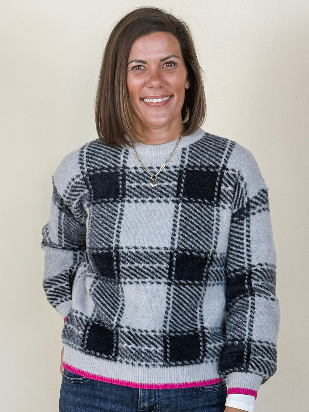 Molly Mohair Plaid Sweater