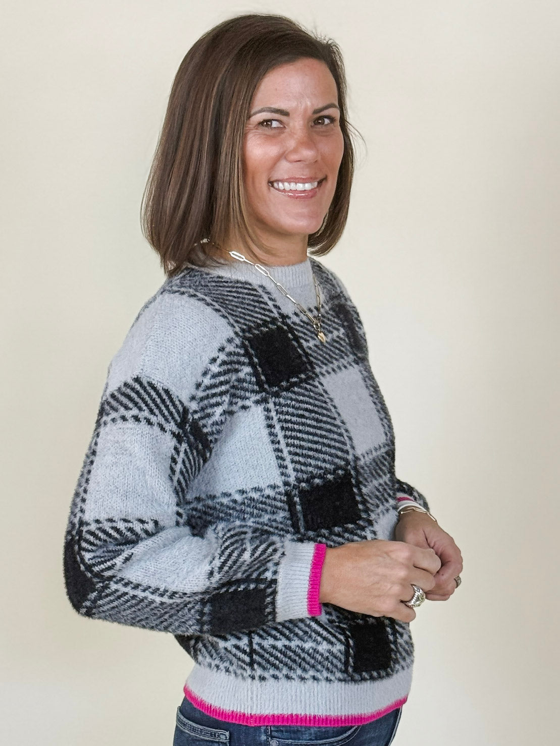 Molly Mohair Plaid Sweater