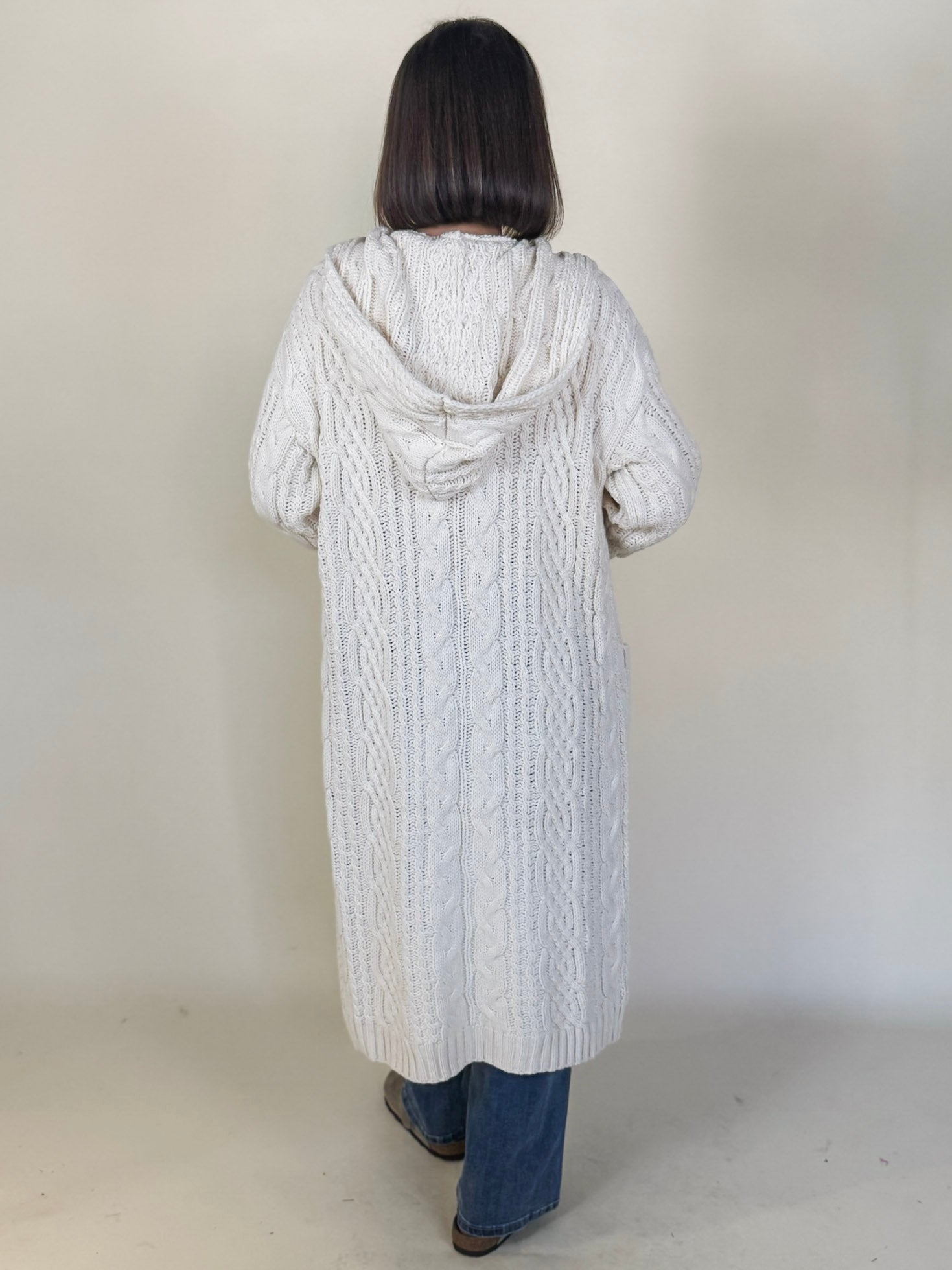 Vanessa Hooded Long Open Cardigan