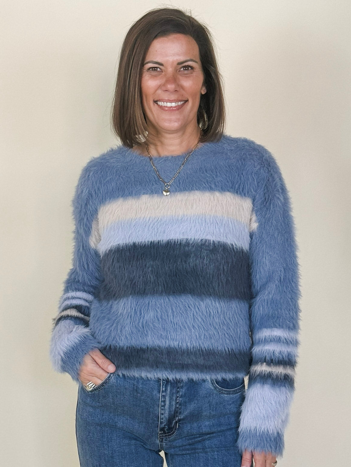 CeCe Colorblocked Stripe Sweater