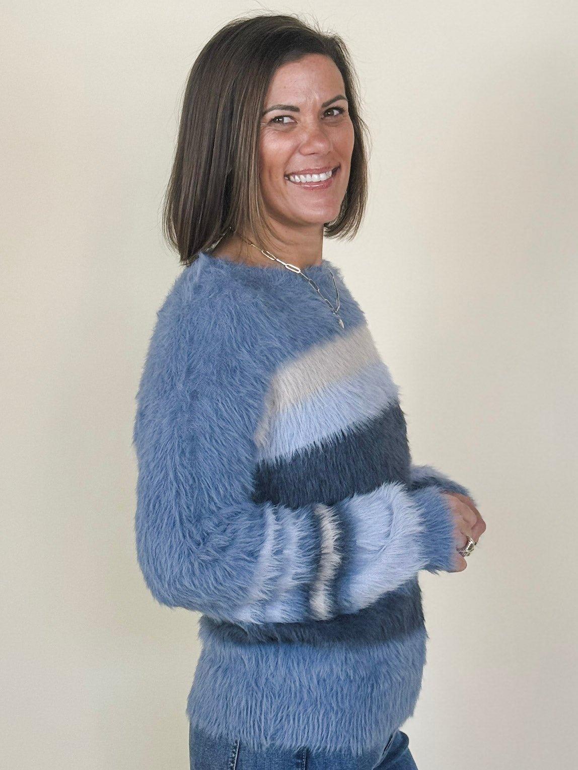 CeCe Colorblocked Stripe Sweater