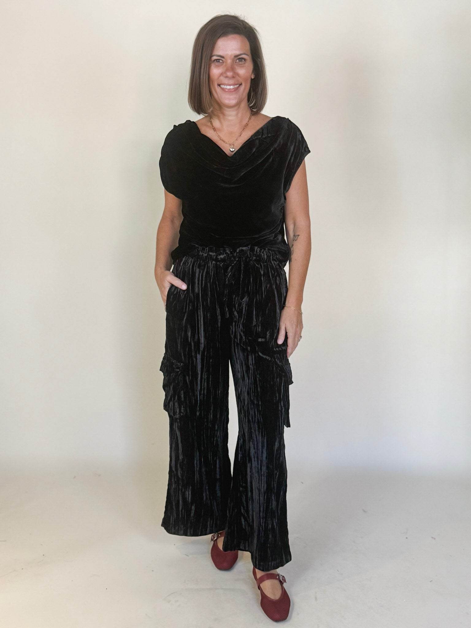 Serena Velvet Cowl Top