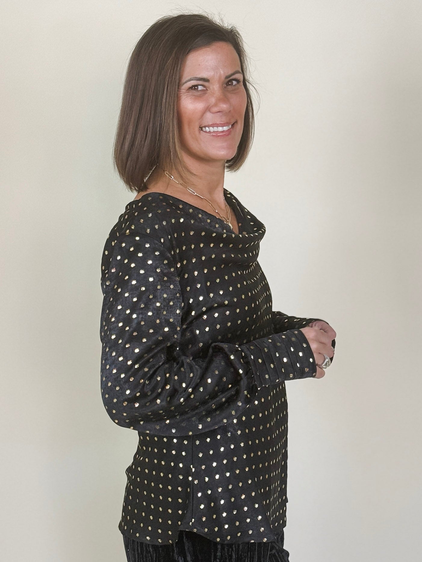 Blair Cowl Neck Embellished Blouse