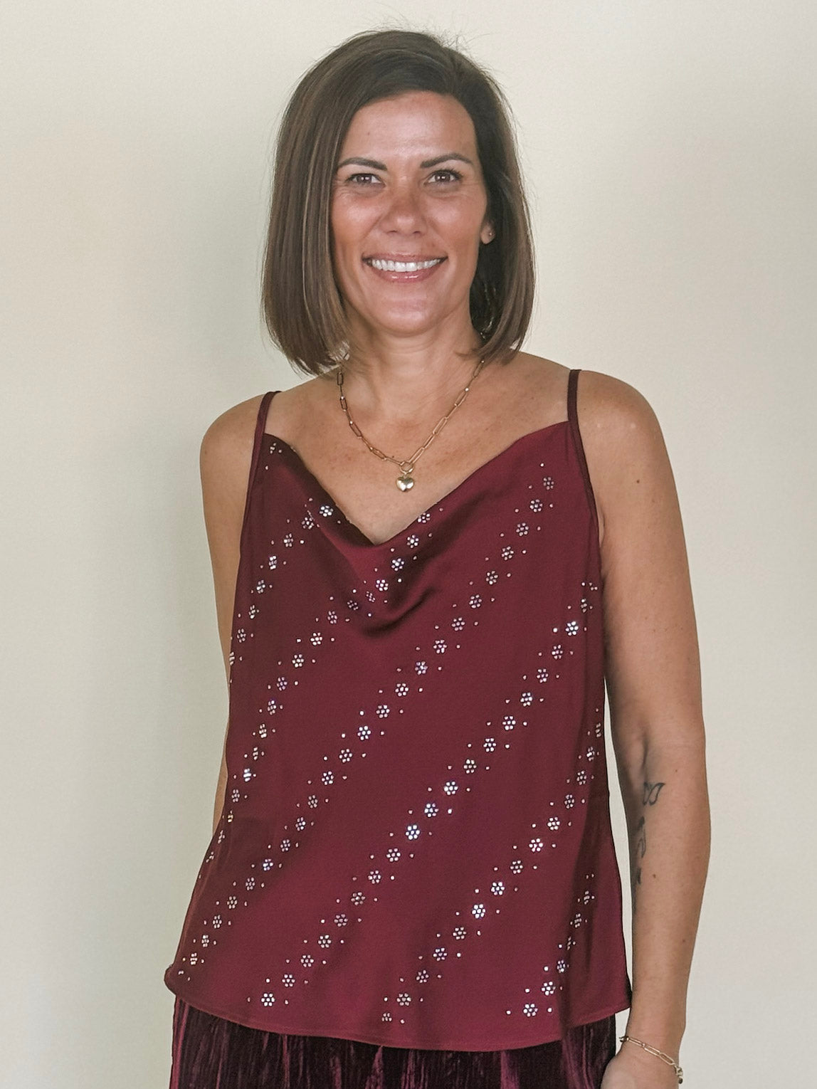 Jenny Embellished Cowl Neck Cami