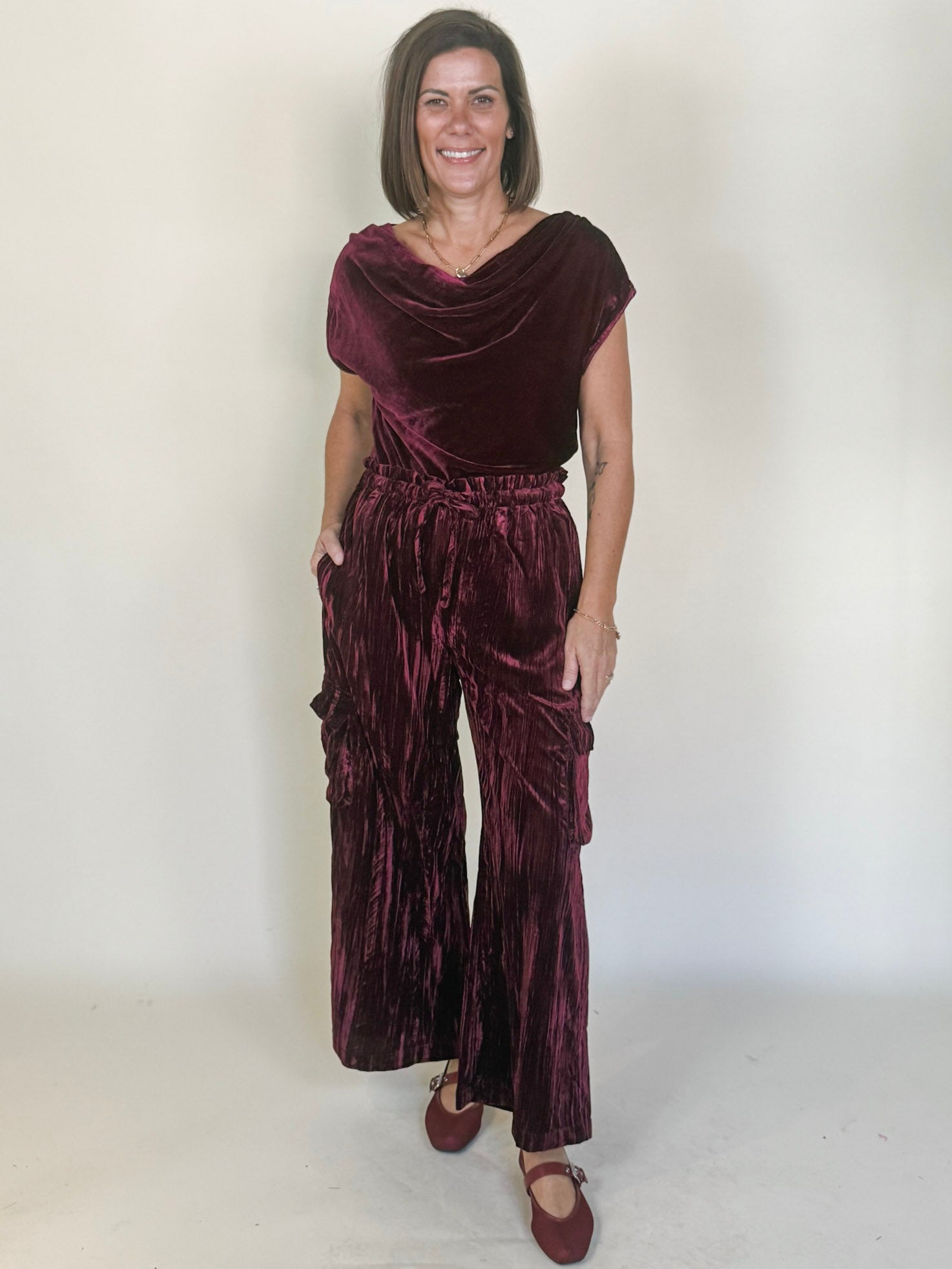 Serena Velvet Cowl Top