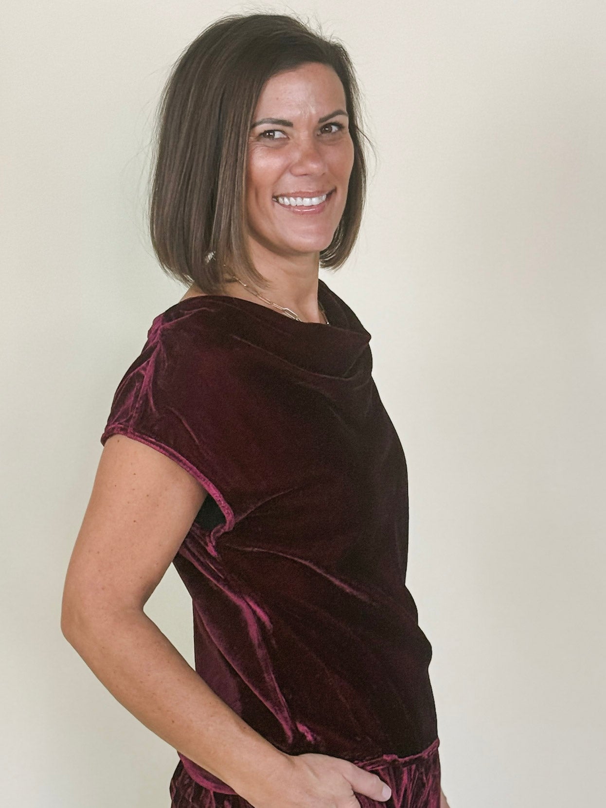 Serena Velvet Cowl Top