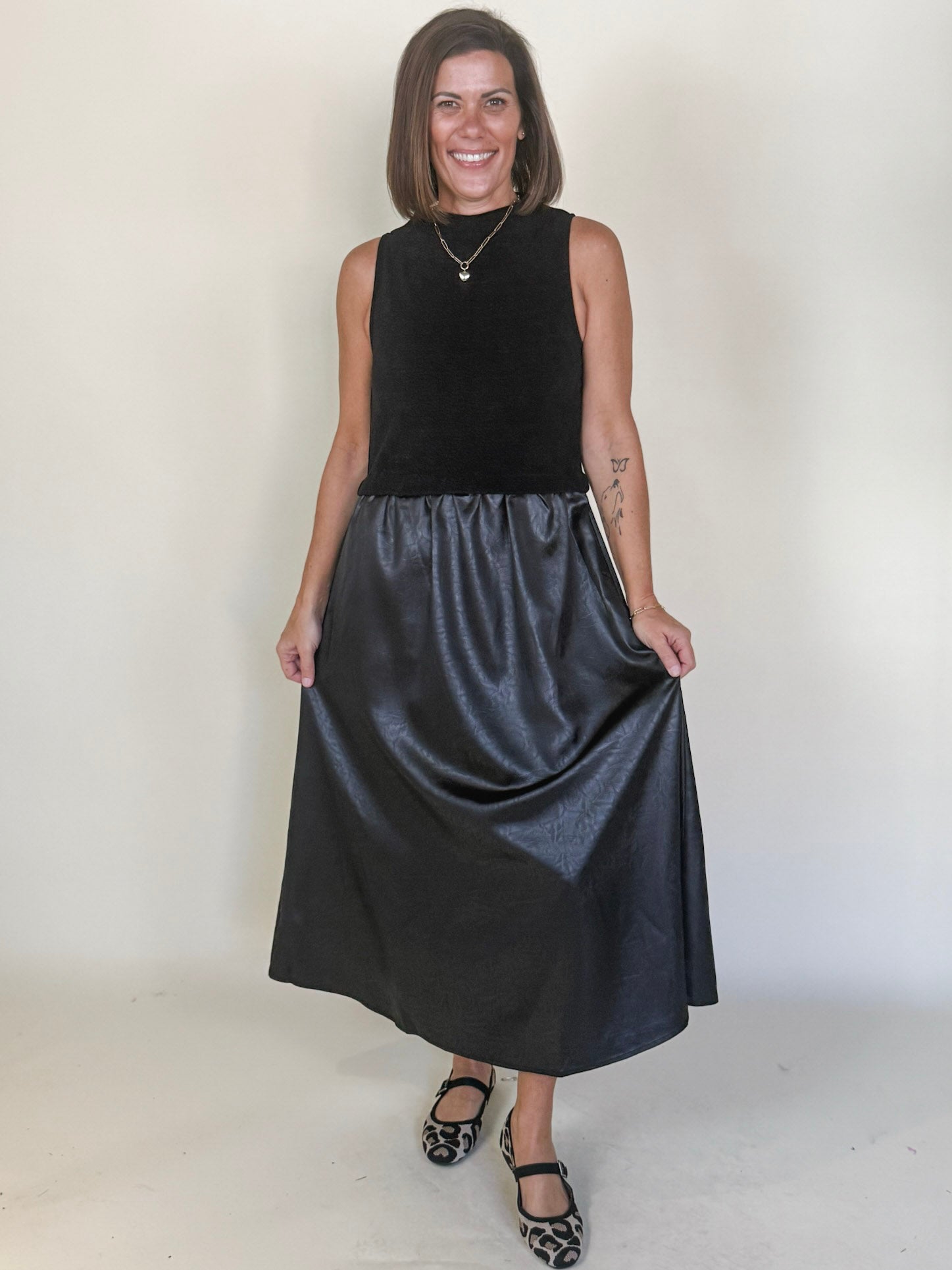 Missy Sleeveless Mixed Media Dress