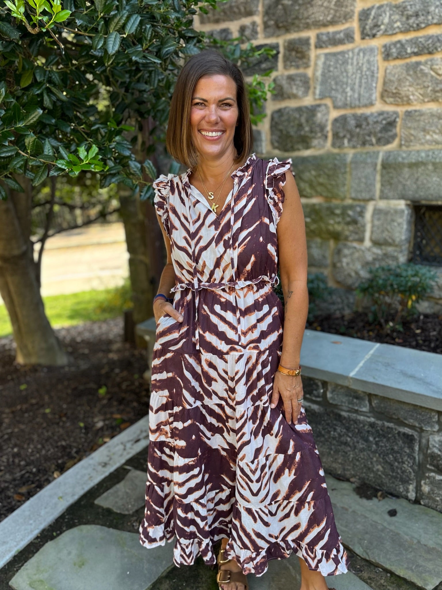 Tiana Abstract Print Tiered Dress