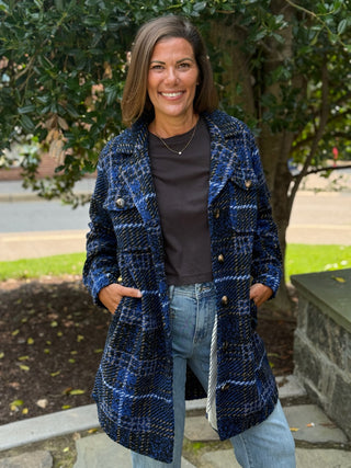 [TRIBAL] Plaid Notch Collar Jacket