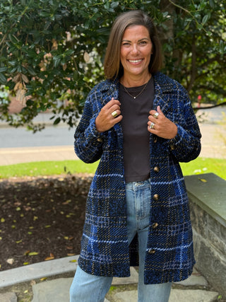 [TRIBAL] Plaid Notch Collar Jacket