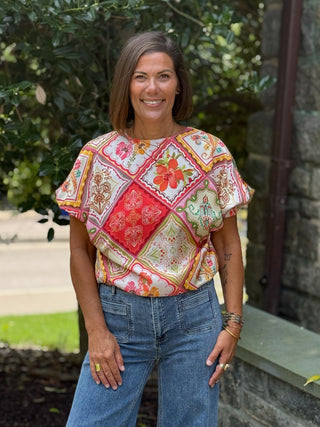 Carina Cinched Waist Floral Top