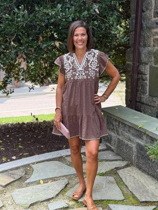 Bonny Short Sleeve Embroidery Dress