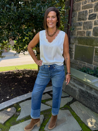 [Liverpool] Sloane Slouchy Girlfriend Cuffed Jeans, 27" Inseam