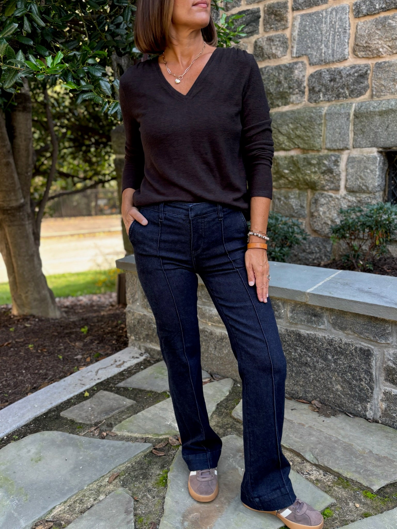 [Liverpool] Trouser Bootcut with Pintucks