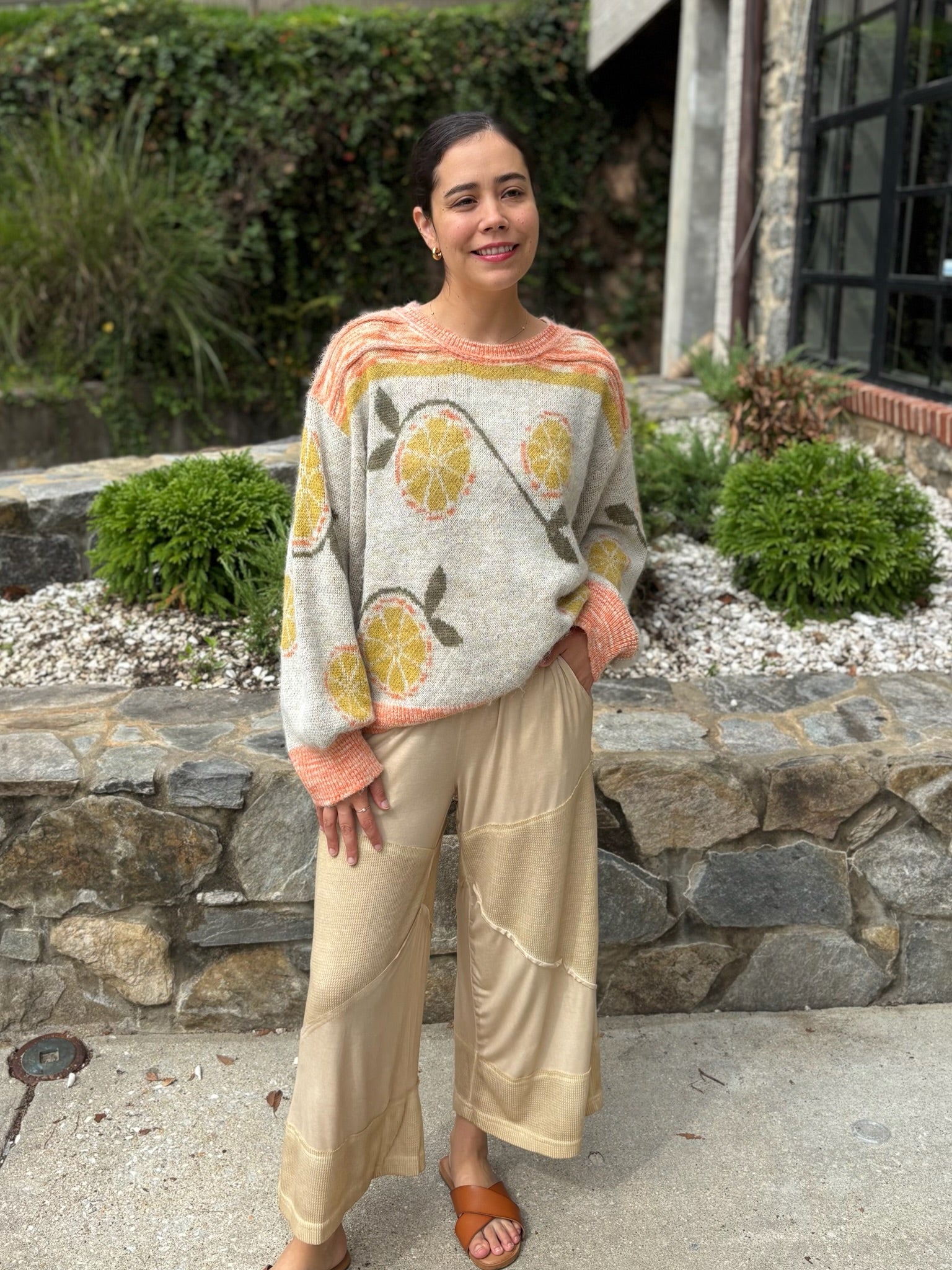 Sara Fruit Motif Sweater