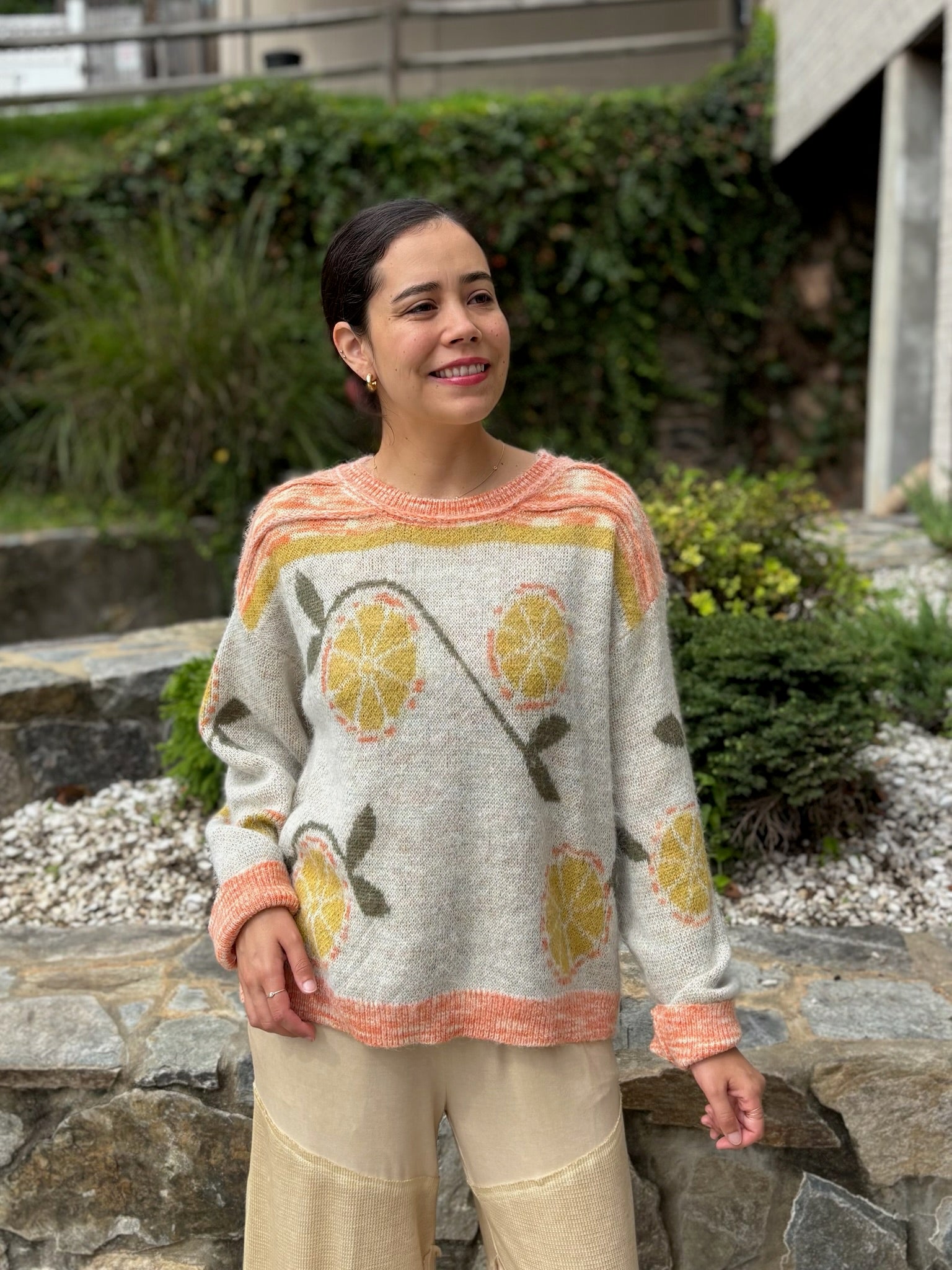 Sara Fruit Motif Sweater